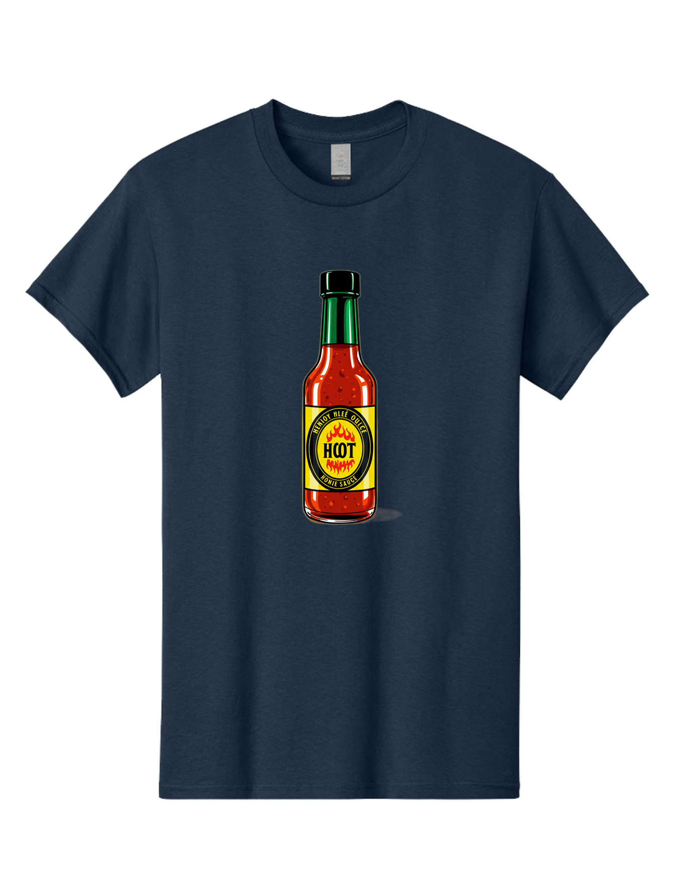 Hot-Hot-Sauce Men'S Graphic Tee, 100% Cotton, Comfortable Casual Summer Wear, Machine Washable, Hot Sauce Bottle, Spicy Condiment, Red Sauce, Black Cap, Bold Label, Brian Mee Duke, Flavorful Kick, Culinary Delight, Condiment, Hot Bomie Sauce Baa810