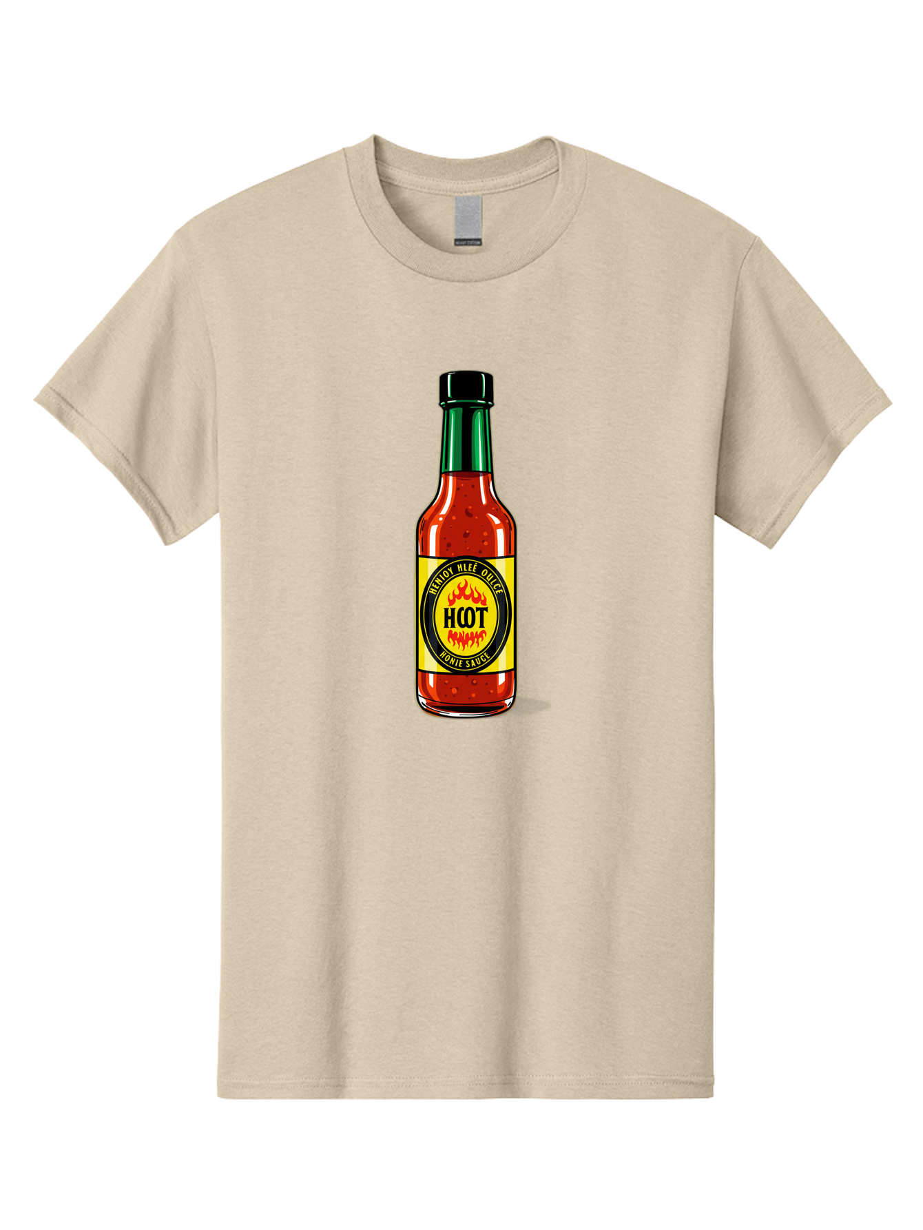Hot-Hot-Sauce Men'S Graphic Tee, 100% Cotton, Comfortable Casual Summer Wear, Machine Washable, Hot Sauce Bottle, Spicy Condiment, Red Sauce, Black Cap, Bold Label, Brian Mee Duke, Flavorful Kick, Culinary Delight, Condiment, Hot Bomie Sauce Baa810