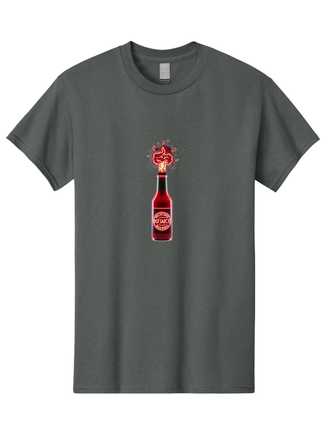 Hot-Sauce-1 Men'S Graphic Tee, 100% Cotton, Comfortable Casual Summer Wear, Machine Washable, Hot Sauce Bottle, Spicy Condiment, Fiery Explosion, Condiment Bottle, Hot Sauce Label, Spicy Food, Chili Peppers, Sauce Bottle Baa812