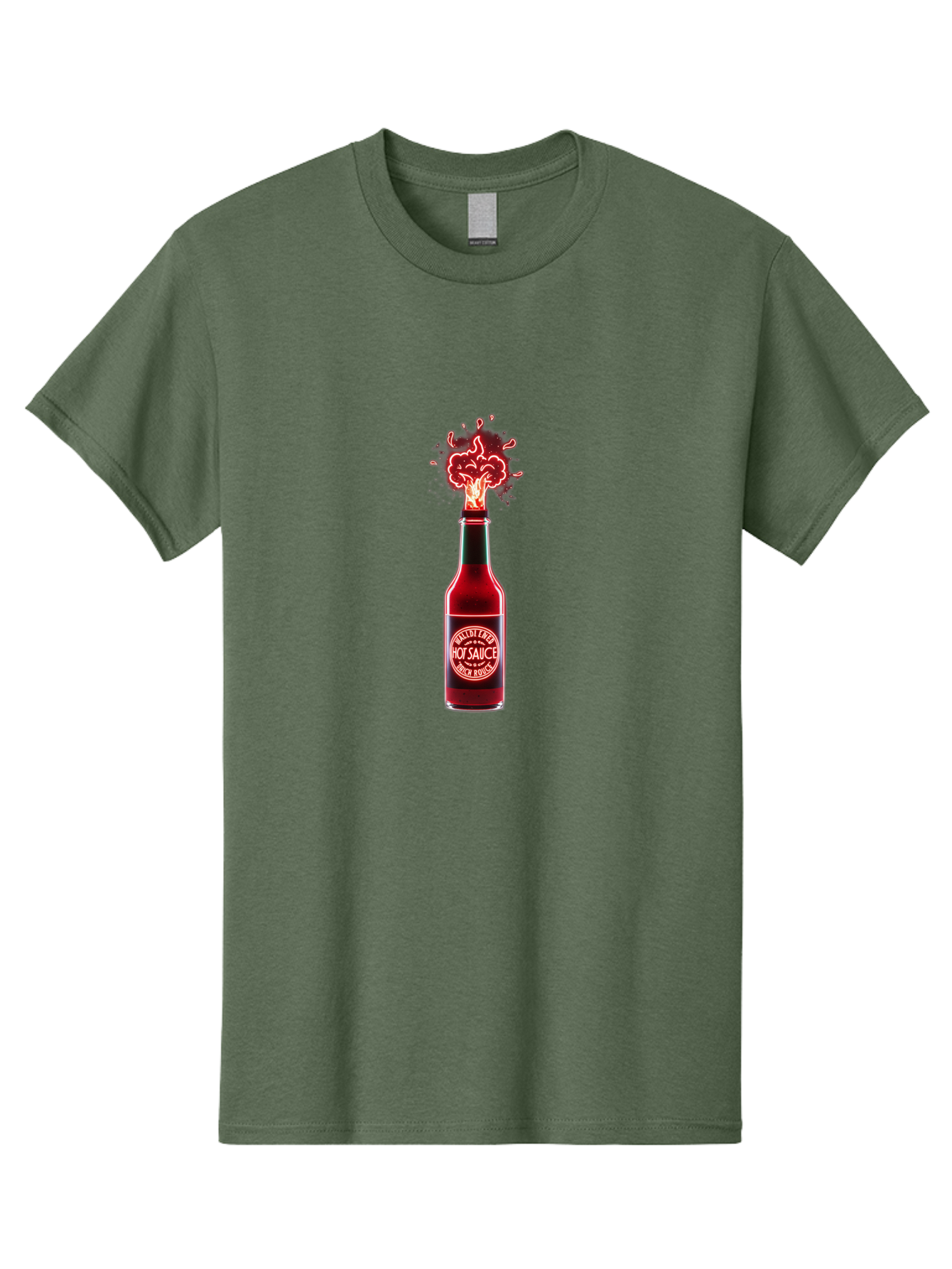 Hot-Sauce-1 Men'S Graphic Tee, 100% Cotton, Comfortable Casual Summer Wear, Machine Washable, Hot Sauce Bottle, Spicy Condiment, Fiery Explosion, Condiment Bottle, Hot Sauce Label, Spicy Food, Chili Peppers, Sauce Bottle Baa812