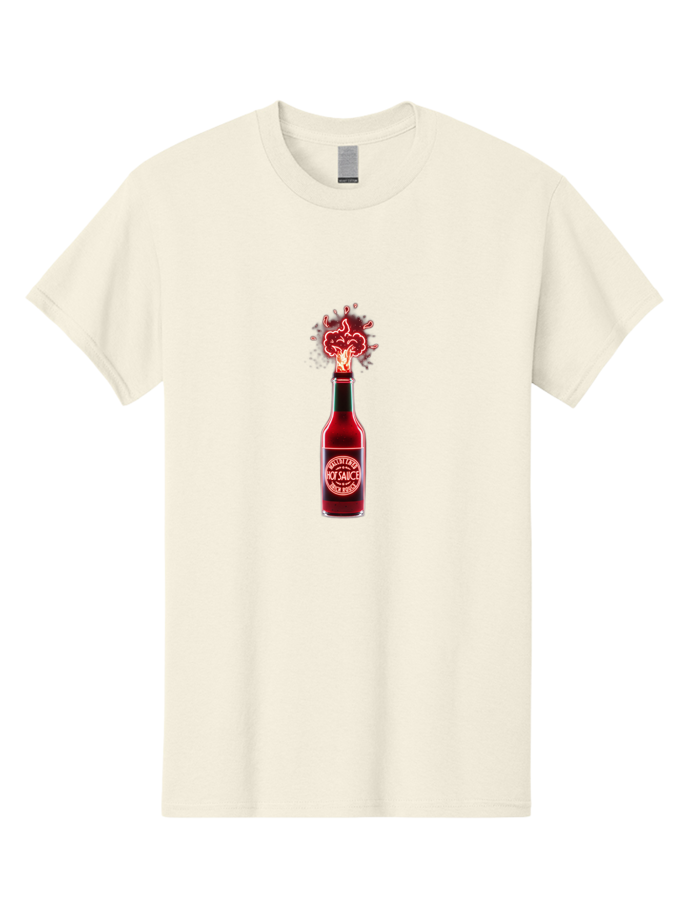 Hot-Sauce-1 Men'S Graphic Tee, 100% Cotton, Comfortable Casual Summer Wear, Machine Washable, Hot Sauce Bottle, Spicy Condiment, Fiery Explosion, Condiment Bottle, Hot Sauce Label, Spicy Food, Chili Peppers, Sauce Bottle Baa812