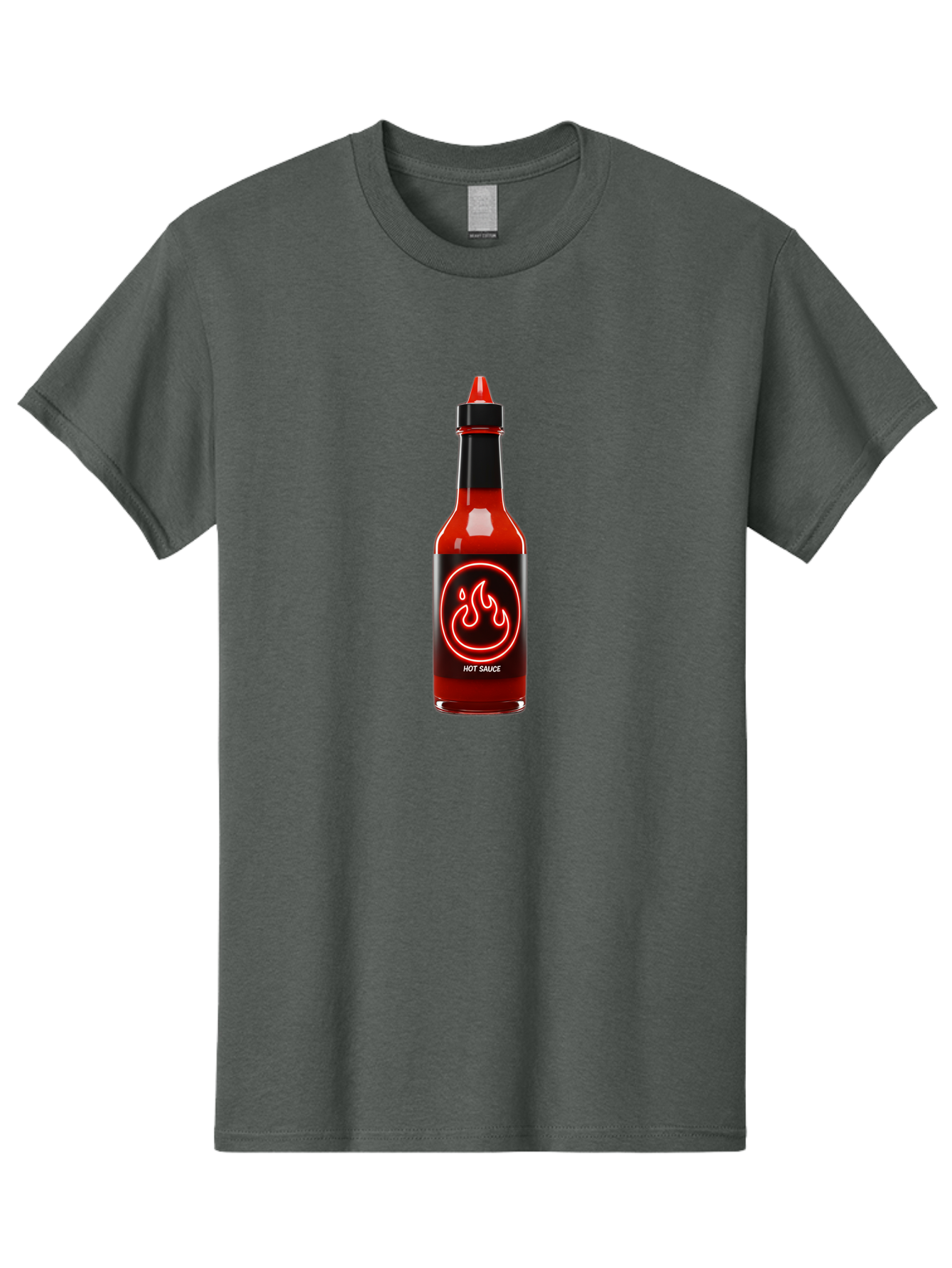 Hot-Sauce-3 Men'S Graphic Tee, 100% Cotton, Comfortable Casual Summer Wear, Machine Washable, Hot Sauce Bottle, Red Sauce, Spicy Condiment, Fiery Flavor, Chili Pepper, Hot Sauce Label, Neon Flame Logo, Condiment Bottle, Spicy Food, Chili Sauce Baa815