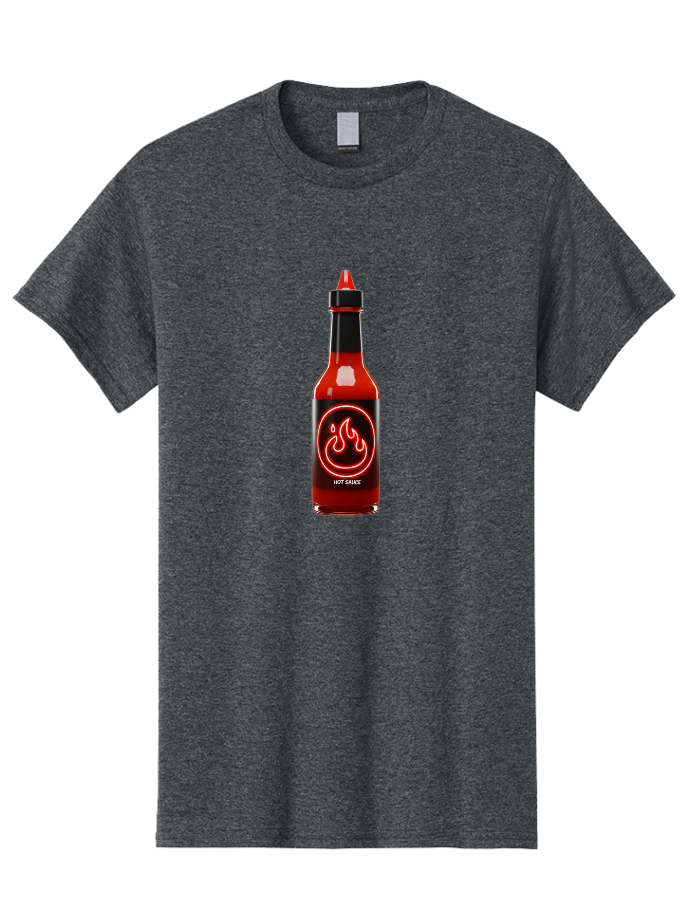 Hot-Sauce-3 Men'S Graphic Tee, 100% Cotton, Comfortable Casual Summer Wear, Machine Washable, Hot Sauce Bottle, Red Sauce, Spicy Condiment, Fiery Flavor, Chili Pepper, Hot Sauce Label, Neon Flame Logo, Condiment Bottle, Spicy Food, Chili Sauce Baa815