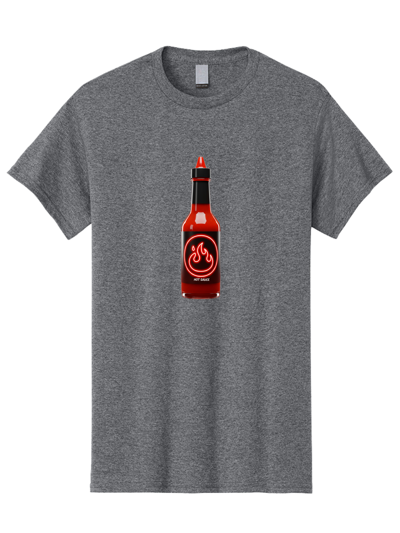 Hot-Sauce-3 Men'S Graphic Tee, 100% Cotton, Comfortable Casual Summer Wear, Machine Washable, Hot Sauce Bottle, Red Sauce, Spicy Condiment, Fiery Flavor, Chili Pepper, Hot Sauce Label, Neon Flame Logo, Condiment Bottle, Spicy Food, Chili Sauce Baa815
