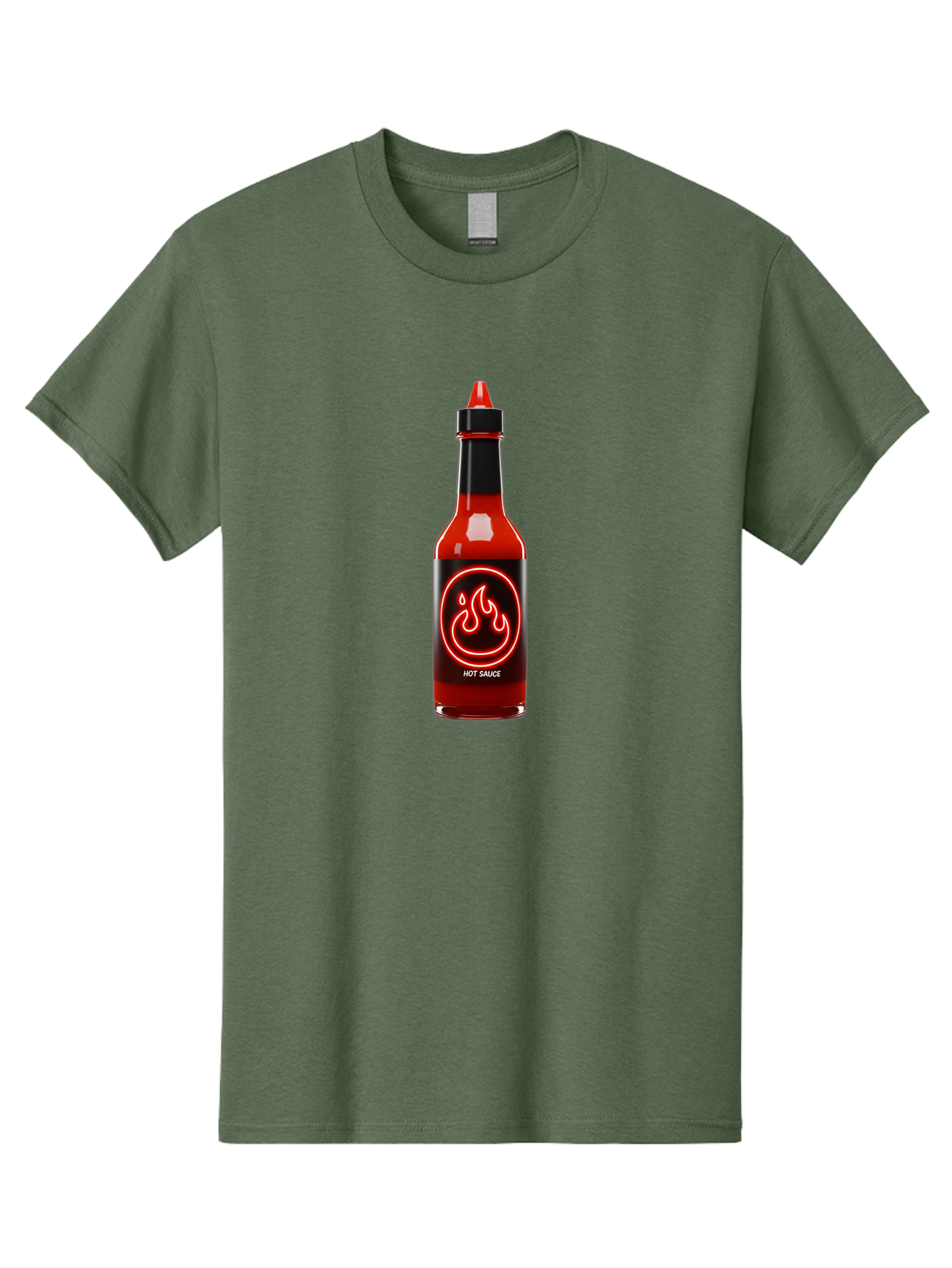 Hot-Sauce-3 Men'S Graphic Tee, 100% Cotton, Comfortable Casual Summer Wear, Machine Washable, Hot Sauce Bottle, Red Sauce, Spicy Condiment, Fiery Flavor, Chili Pepper, Hot Sauce Label, Neon Flame Logo, Condiment Bottle, Spicy Food, Chili Sauce Baa815