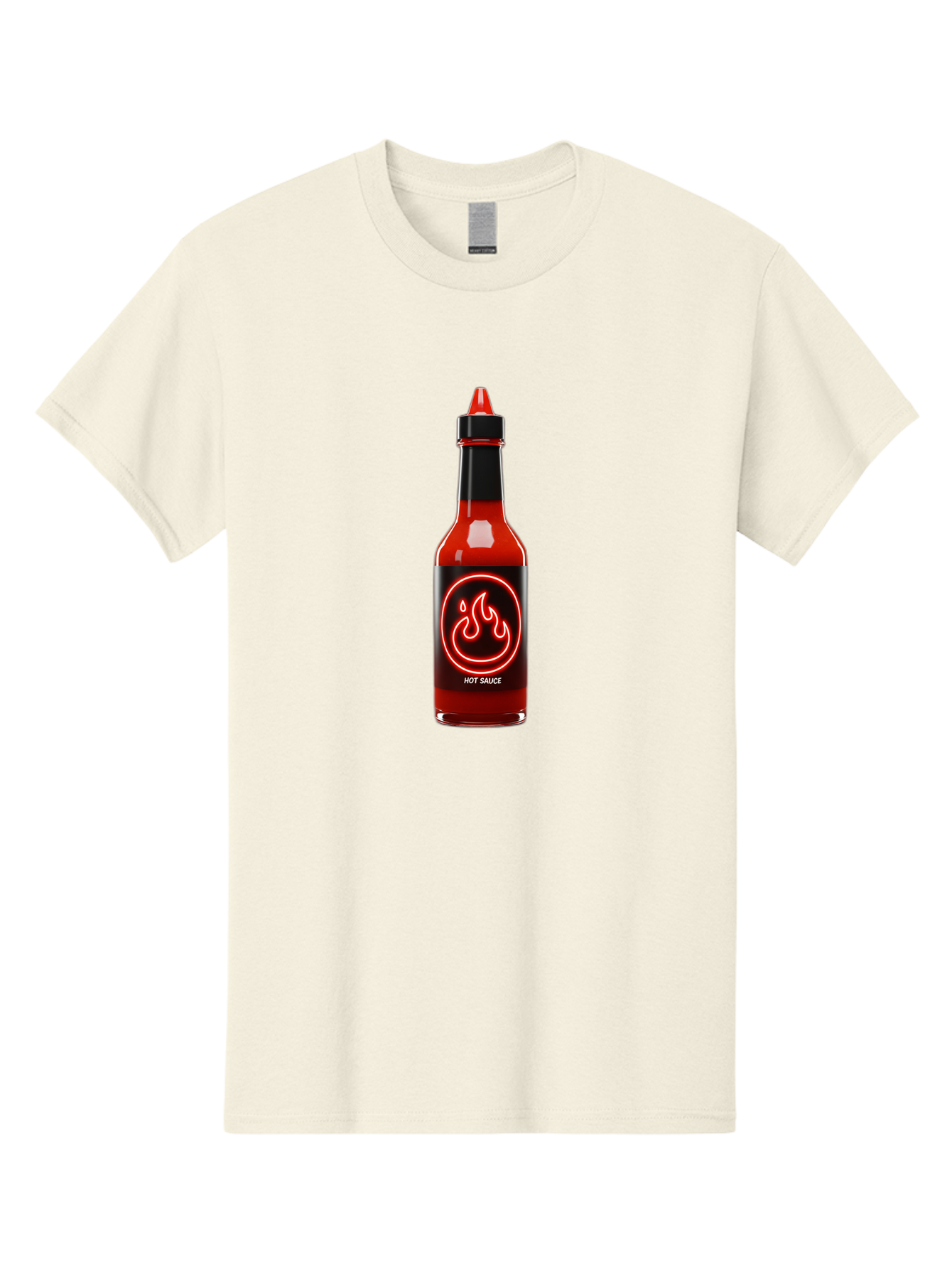 Hot-Sauce-3 Men'S Graphic Tee, 100% Cotton, Comfortable Casual Summer Wear, Machine Washable, Hot Sauce Bottle, Red Sauce, Spicy Condiment, Fiery Flavor, Chili Pepper, Hot Sauce Label, Neon Flame Logo, Condiment Bottle, Spicy Food, Chili Sauce Baa815
