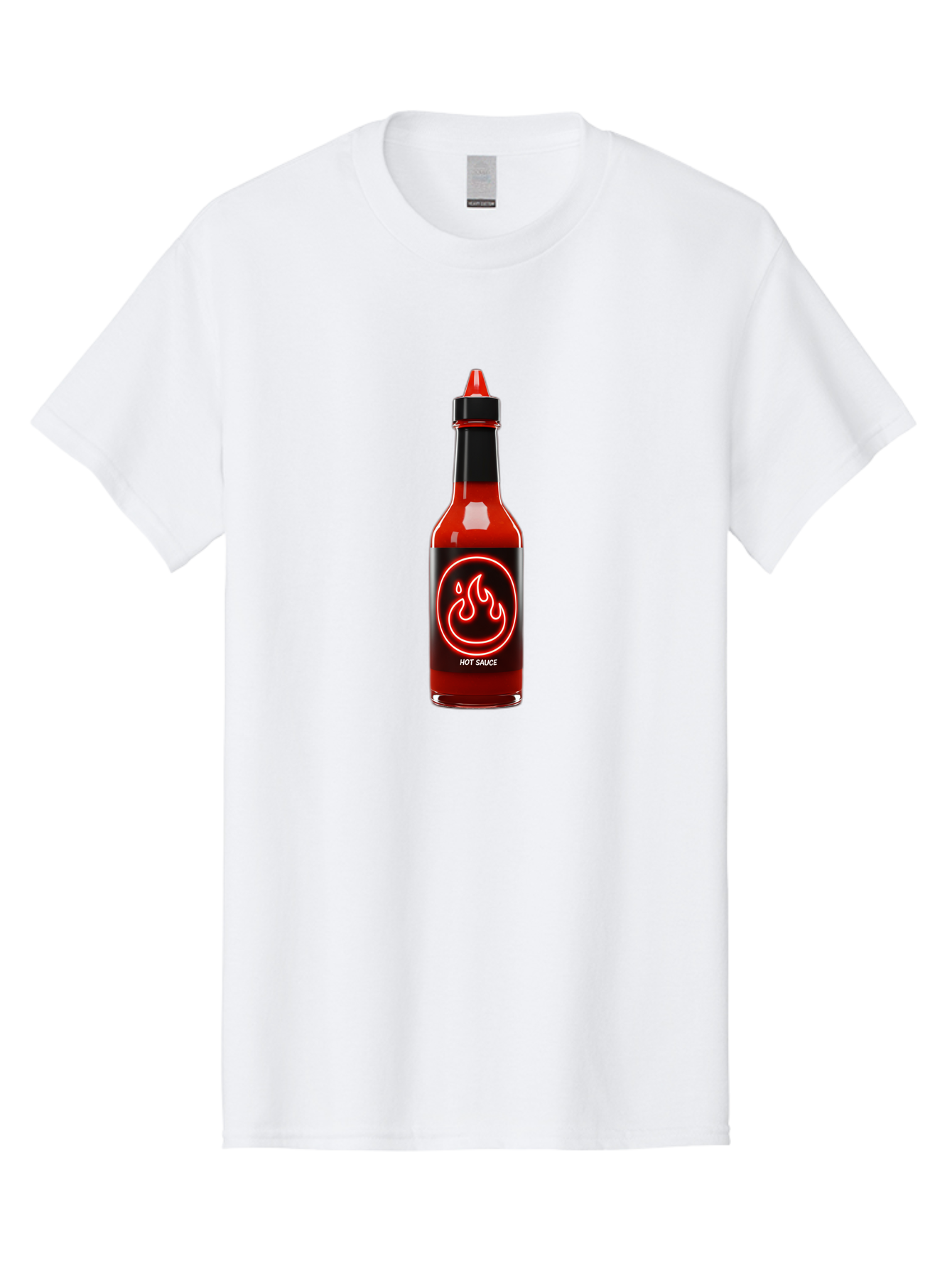 Hot-Sauce-3 Men'S Graphic Tee, 100% Cotton, Comfortable Casual Summer Wear, Machine Washable, Hot Sauce Bottle, Red Sauce, Spicy Condiment, Fiery Flavor, Chili Pepper, Hot Sauce Label, Neon Flame Logo, Condiment Bottle, Spicy Food, Chili Sauce Baa815