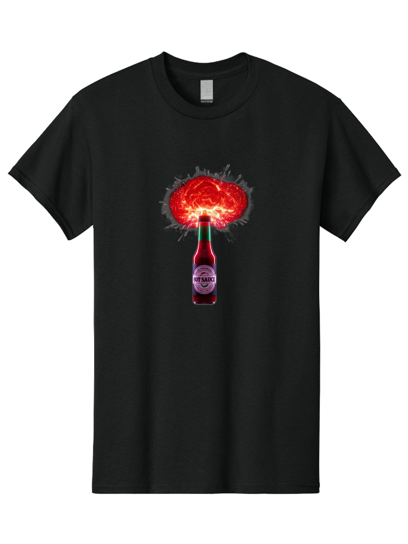 Hot-Sauce-4 Men'S Graphic Tee, 100% Cotton, Comfortable Casual Summer Wear, Machine Washable, Hot Sauce Bottle, Red Sauce Explosion, Spicy Condiment, Fiery Flavor, Hot Sauce, Condiment Explosion, Sauce, Hot, Spicy Baa816
