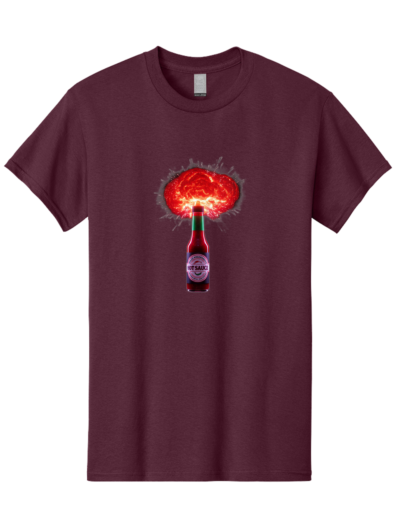 Hot-Sauce-4 Men'S Graphic Tee, 100% Cotton, Comfortable Casual Summer Wear, Machine Washable, Hot Sauce Bottle, Red Sauce Explosion, Spicy Condiment, Fiery Flavor, Hot Sauce, Condiment Explosion, Sauce, Hot, Spicy Baa816