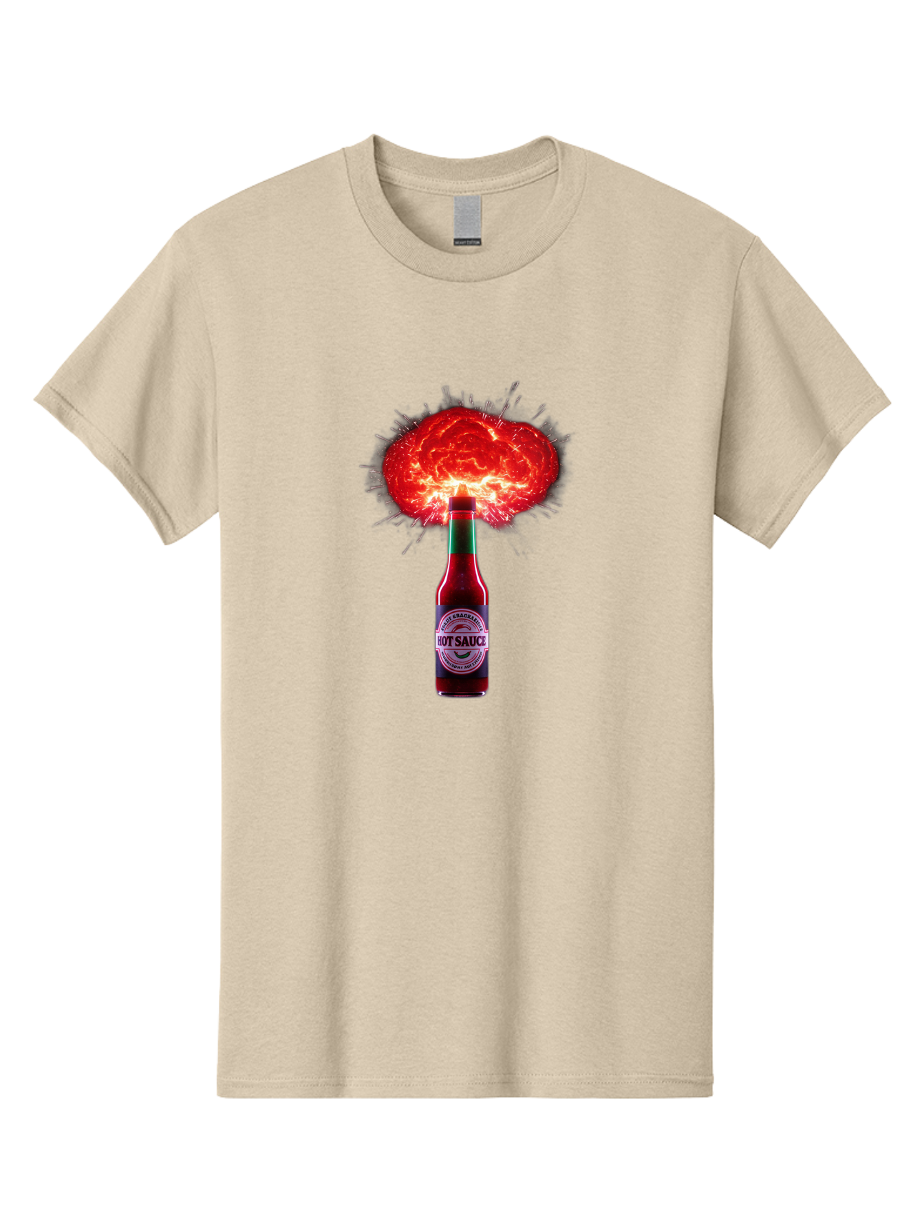 Hot-Sauce-4 Men'S Graphic Tee, 100% Cotton, Comfortable Casual Summer Wear, Machine Washable, Hot Sauce Bottle, Red Sauce Explosion, Spicy Condiment, Fiery Flavor, Hot Sauce, Condiment Explosion, Sauce, Hot, Spicy Baa816