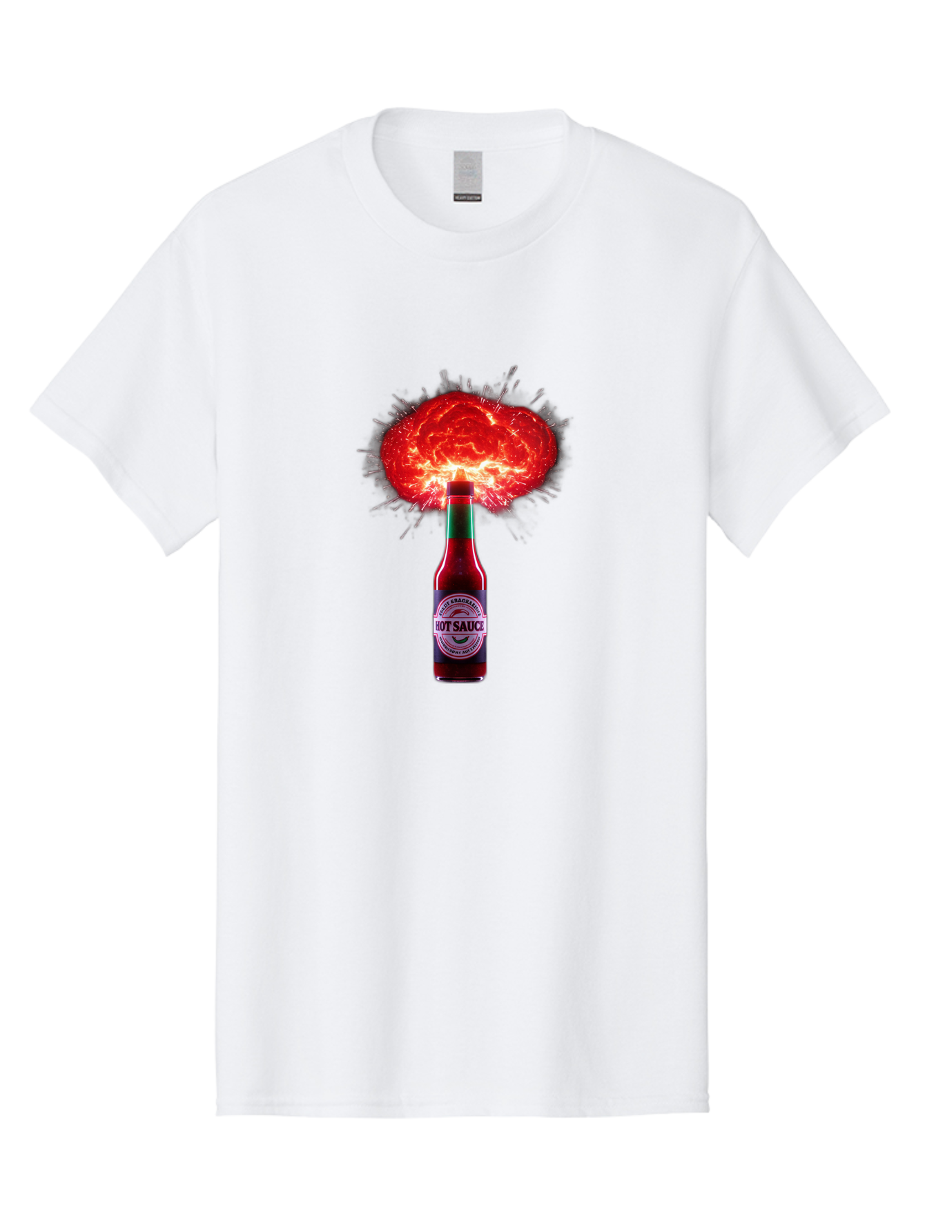 Hot-Sauce-4 Men'S Graphic Tee, 100% Cotton, Comfortable Casual Summer Wear, Machine Washable, Hot Sauce Bottle, Red Sauce Explosion, Spicy Condiment, Fiery Flavor, Hot Sauce, Condiment Explosion, Sauce, Hot, Spicy Baa816