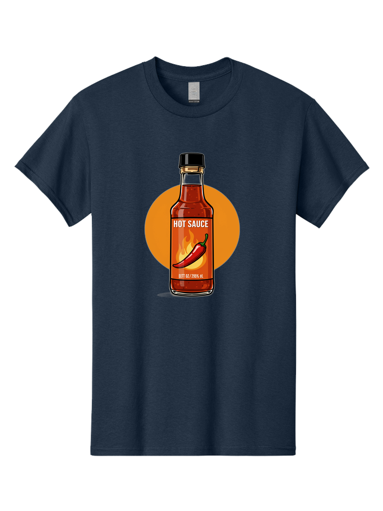 Hot-Sauce-6 Men'S Graphic Tee, 100% Cotton, Comfortable Casual Summer Wear, Machine Washable, Hot Sauce Bottle, Spicy Condiment, Chili Pepper, Fiery Flavor, Condiment Bottle, Hot Sauce Label, Chili Pepper Illustration, Spicy Food, Baa818