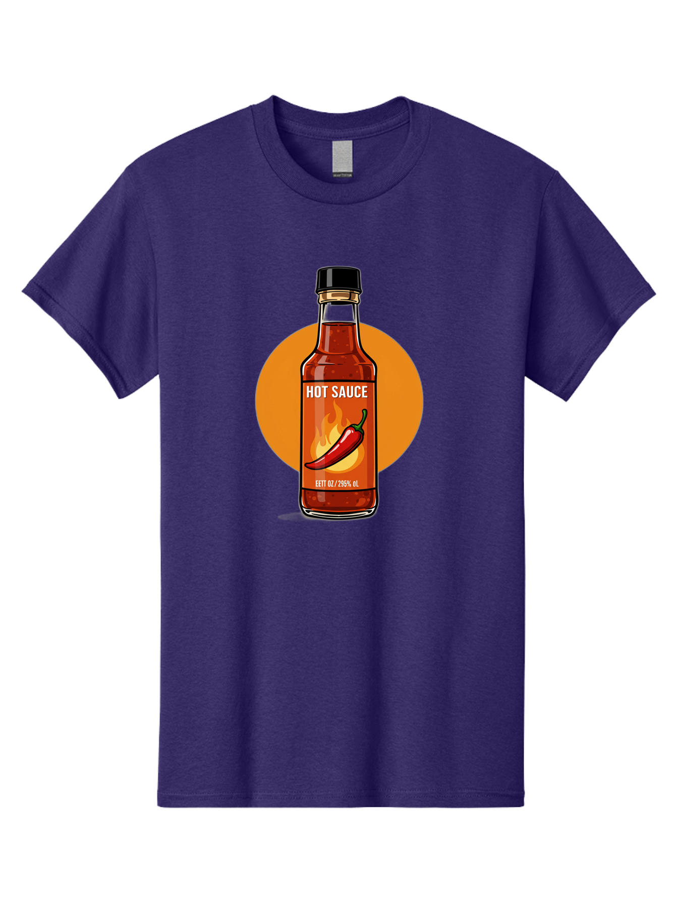 Hot-Sauce-6 Men'S Graphic Tee, 100% Cotton, Comfortable Casual Summer Wear, Machine Washable, Hot Sauce Bottle, Spicy Condiment, Chili Pepper, Fiery Flavor, Condiment Bottle, Hot Sauce Label, Chili Pepper Illustration, Spicy Food, Baa818