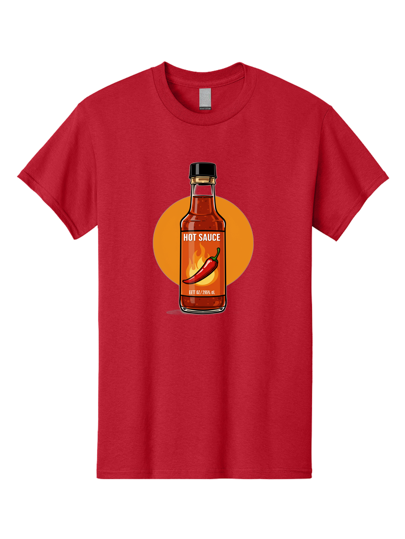 Hot-Sauce-6 Men'S Graphic Tee, 100% Cotton, Comfortable Casual Summer Wear, Machine Washable, Hot Sauce Bottle, Spicy Condiment, Chili Pepper, Fiery Flavor, Condiment Bottle, Hot Sauce Label, Chili Pepper Illustration, Spicy Food, Baa818