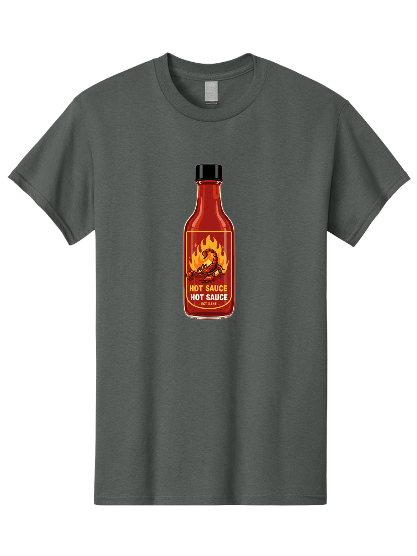 Hot-Sauce-7 Men'S Graphic Tee, 100% Cotton, Comfortable Casual Summer Wear, Machine Washable, Hot Sauce Bottle, Spicy Condiment, Fiery Flavor, Chili Peppers, Hot Sauce Label, Condiment Bottle, Spicy Food, Est Dakk Baa819