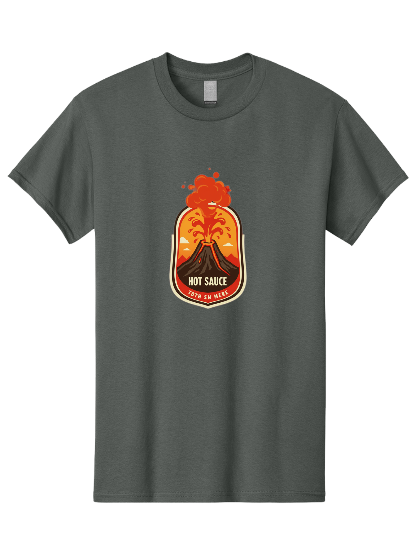 Hot-Sauce-8 Men'S Graphic Tee, 100% Cotton, Comfortable Casual Summer Wear, Machine Washable, Hot Sauce Label, Erupting Volcano, Spicy Food, Condiment Packaging, Fiery Design, Bold Graphics, Cartoon Style, Volcano Eruption, Condiment Branding Baa820
