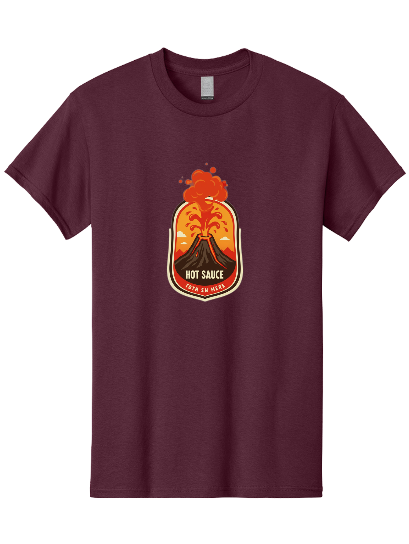Hot-Sauce-8 Men'S Graphic Tee, 100% Cotton, Comfortable Casual Summer Wear, Machine Washable, Hot Sauce Label, Erupting Volcano, Spicy Food, Condiment Packaging, Fiery Design, Bold Graphics, Cartoon Style, Volcano Eruption, Condiment Branding Baa820