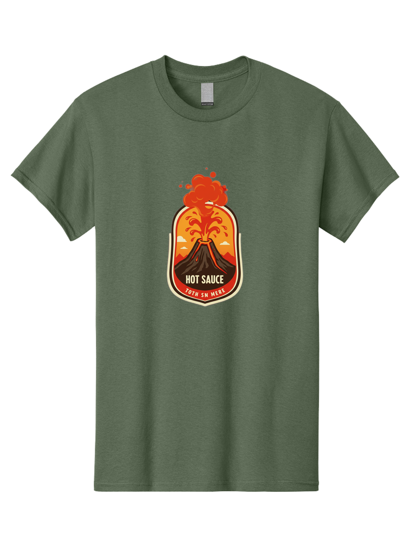 Hot-Sauce-8 Men'S Graphic Tee, 100% Cotton, Comfortable Casual Summer Wear, Machine Washable, Hot Sauce Label, Erupting Volcano, Spicy Food, Condiment Packaging, Fiery Design, Bold Graphics, Cartoon Style, Volcano Eruption, Condiment Branding Baa820