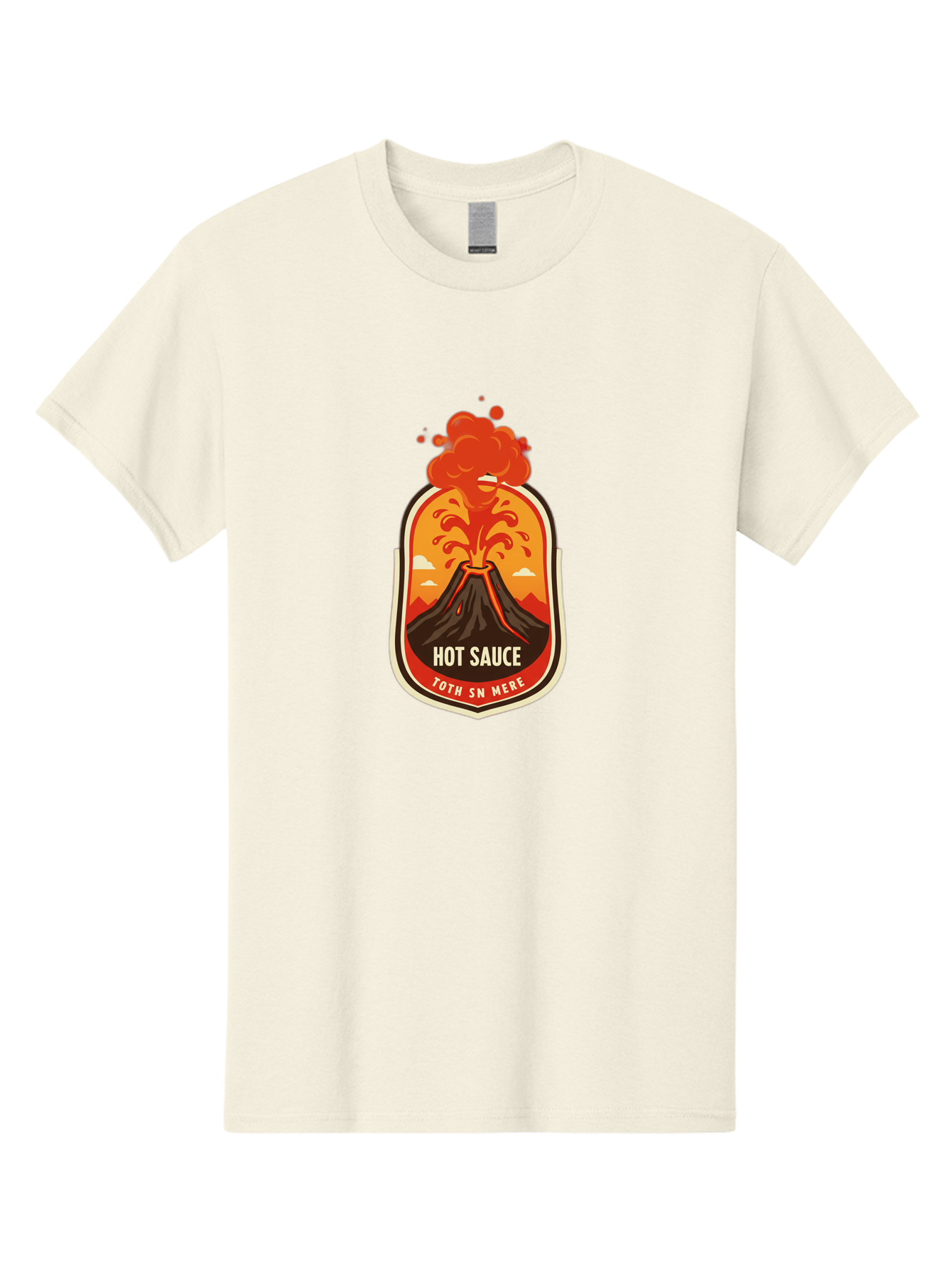 Hot-Sauce-8 Men'S Graphic Tee, 100% Cotton, Comfortable Casual Summer Wear, Machine Washable, Hot Sauce Label, Erupting Volcano, Spicy Food, Condiment Packaging, Fiery Design, Bold Graphics, Cartoon Style, Volcano Eruption, Condiment Branding Baa820