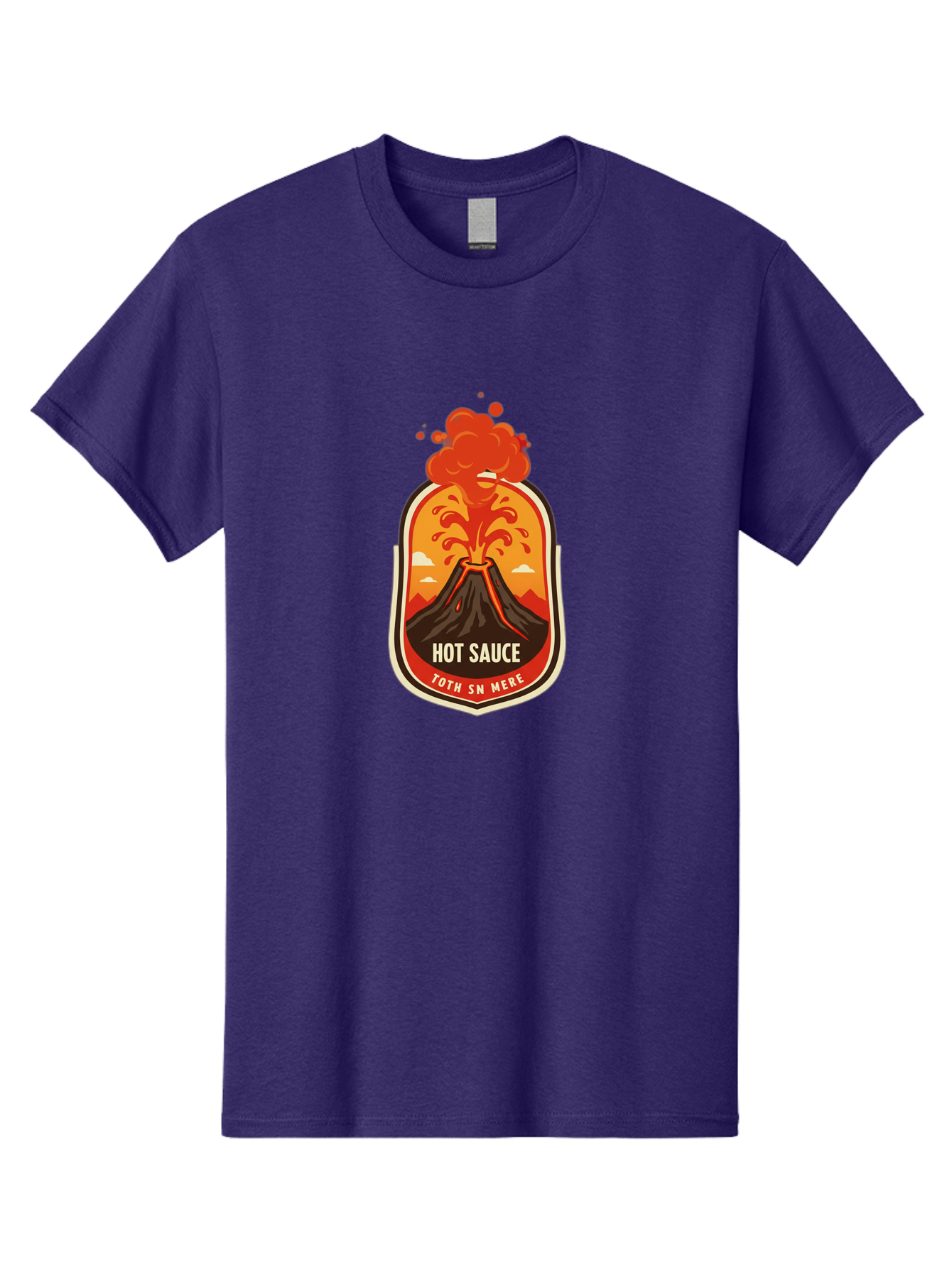 Hot-Sauce-8 Men'S Graphic Tee, 100% Cotton, Comfortable Casual Summer Wear, Machine Washable, Hot Sauce Label, Erupting Volcano, Spicy Food, Condiment Packaging, Fiery Design, Bold Graphics, Cartoon Style, Volcano Eruption, Condiment Branding Baa820