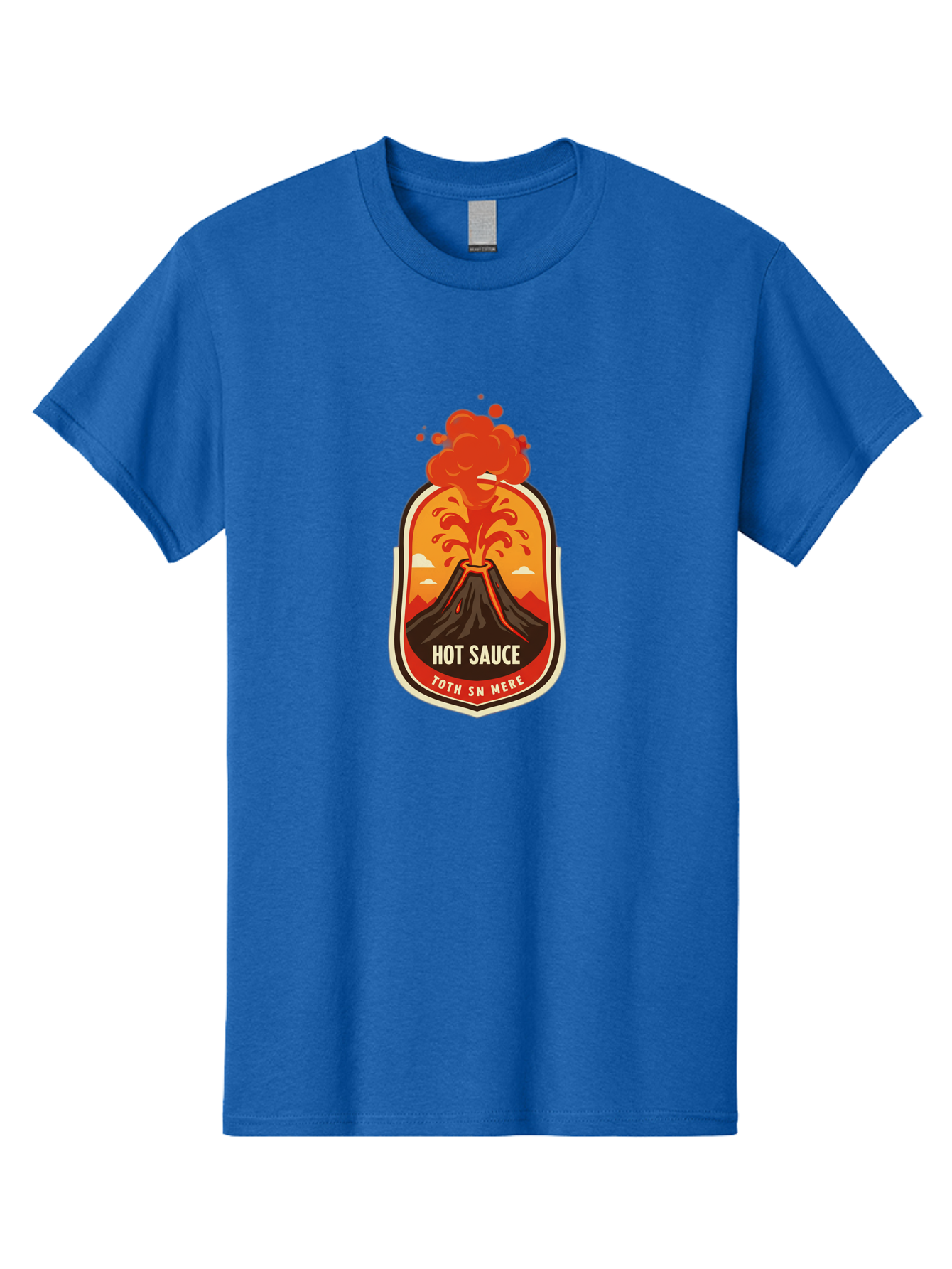 Hot-Sauce-8 Men'S Graphic Tee, 100% Cotton, Comfortable Casual Summer Wear, Machine Washable, Hot Sauce Label, Erupting Volcano, Spicy Food, Condiment Packaging, Fiery Design, Bold Graphics, Cartoon Style, Volcano Eruption, Condiment Branding Baa820
