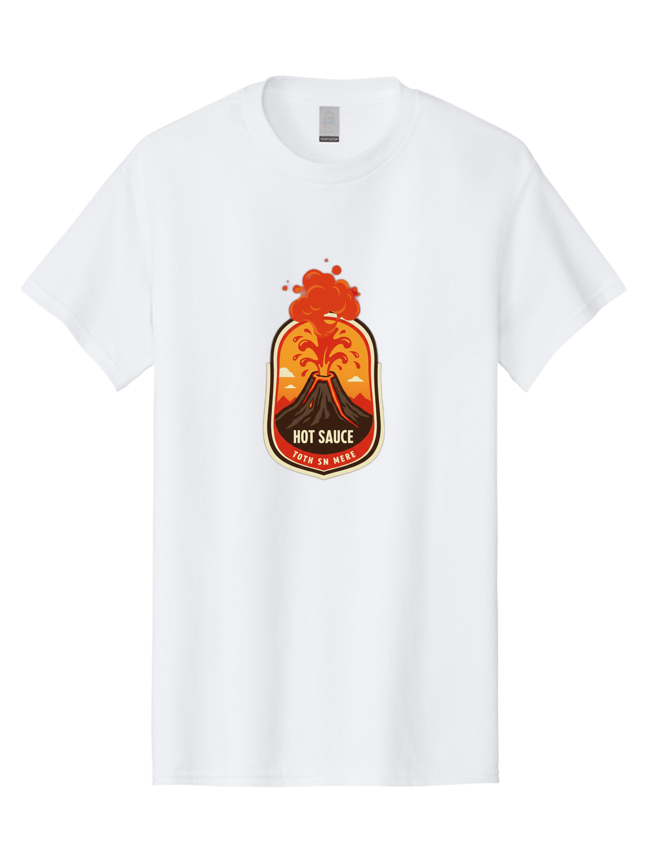Hot-Sauce-8 Men'S Graphic Tee, 100% Cotton, Comfortable Casual Summer Wear, Machine Washable, Hot Sauce Label, Erupting Volcano, Spicy Food, Condiment Packaging, Fiery Design, Bold Graphics, Cartoon Style, Volcano Eruption, Condiment Branding Baa820
