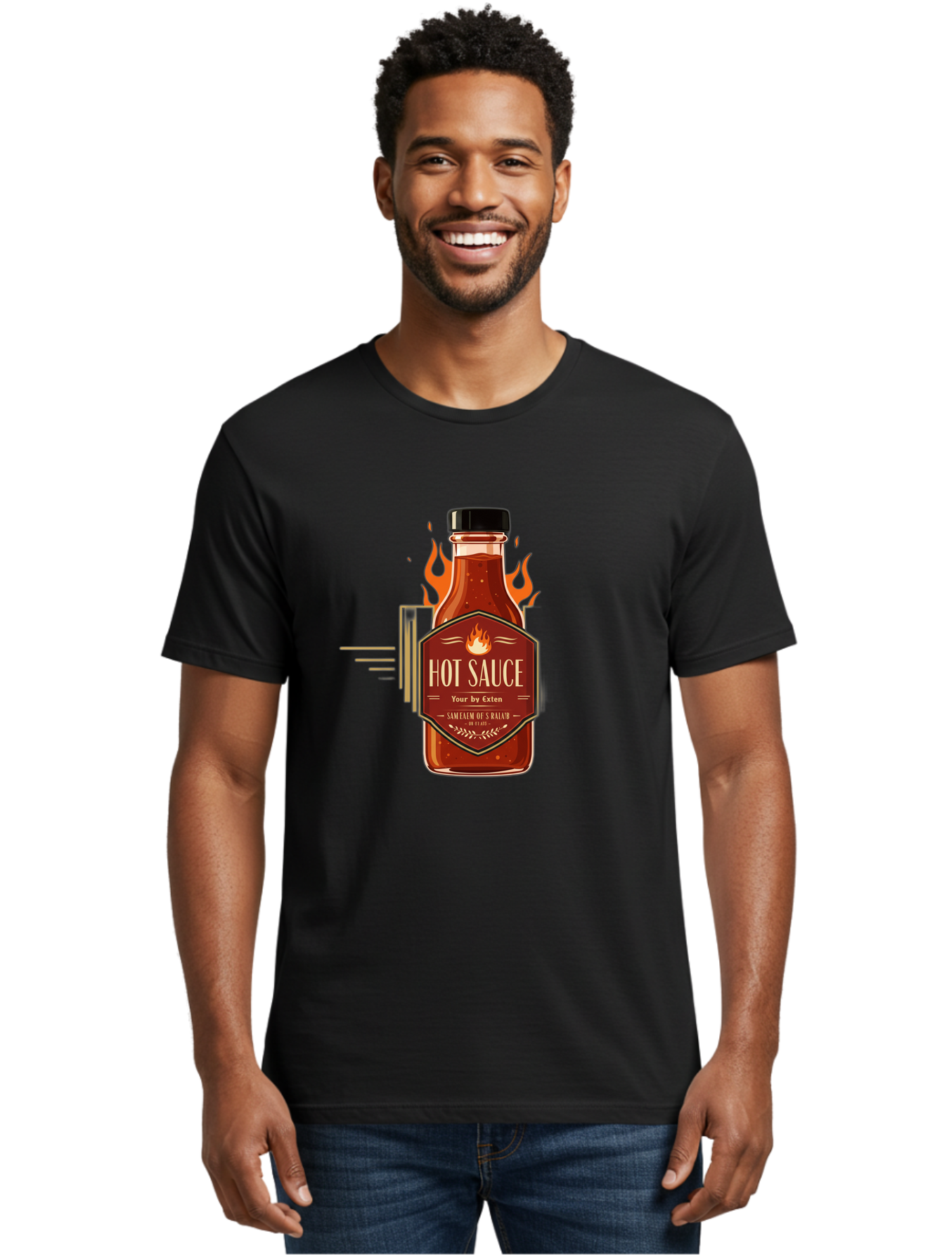 Hot-Sauce-9 Men'S Graphic Tee, 100% Cotton, Comfortable Casual Summer Wear, Machine Washable, Hot Sauce Bottle, Fiery Condiment, Spicy Food, Flavorful Sauce, Condiment Design, Graphic Label, Kitchen Essentials, Chili Peppers, Flavor Enhancer Baa821