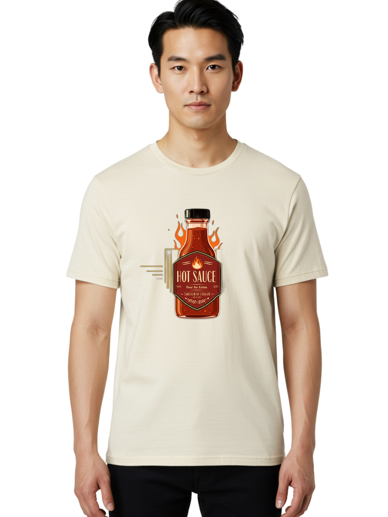 Hot-Sauce-9 Men'S Graphic Tee, 100% Cotton, Comfortable Casual Summer Wear, Machine Washable, Hot Sauce Bottle, Fiery Condiment, Spicy Food, Flavorful Sauce, Condiment Design, Graphic Label, Kitchen Essentials, Chili Peppers, Flavor Enhancer Baa821