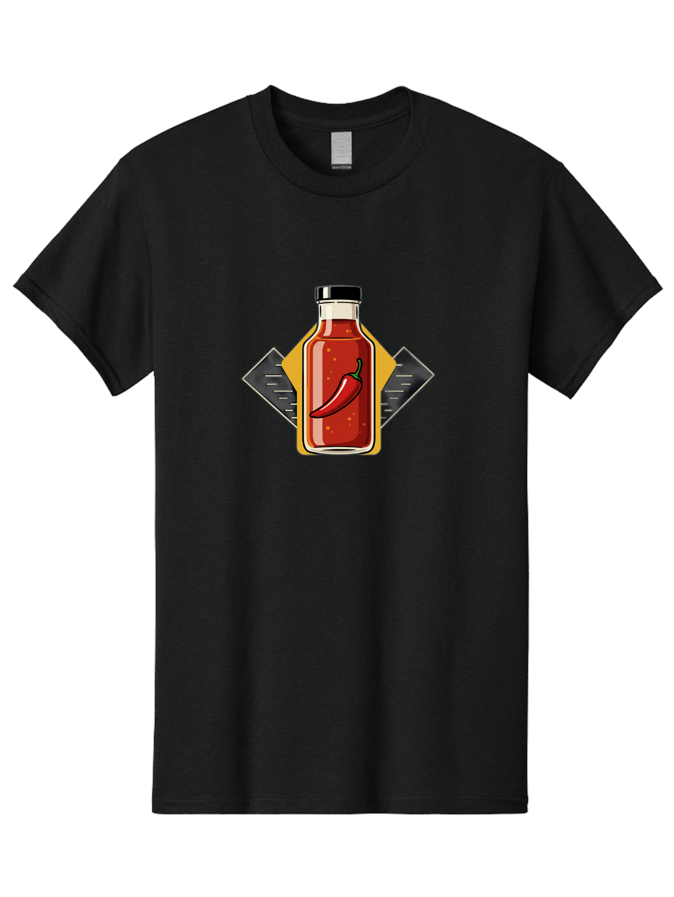 Hot-Sauce-Bottle-12 Men'S Graphic Tee, 100% Cotton, Comfortable Casual Summer Wear, Machine Washable, Hot Sauce, Chili Pepper, Spicy Food, Condiment, Kitchen Essentials, Flavorful Cuisine, Spicy Condiments, Hot Sauce Bottle Baa825