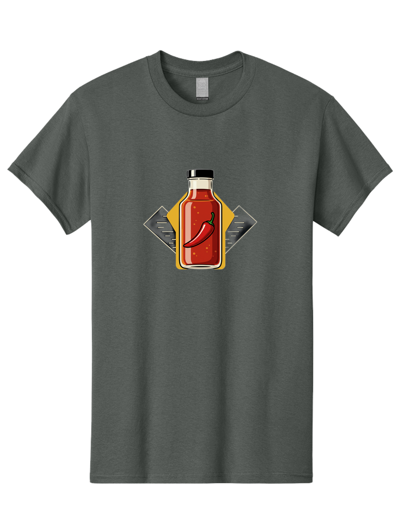 Hot-Sauce-Bottle-12 Men'S Graphic Tee, 100% Cotton, Comfortable Casual Summer Wear, Machine Washable, Hot Sauce, Chili Pepper, Spicy Food, Condiment, Kitchen Essentials, Flavorful Cuisine, Spicy Condiments, Hot Sauce Bottle Baa825
