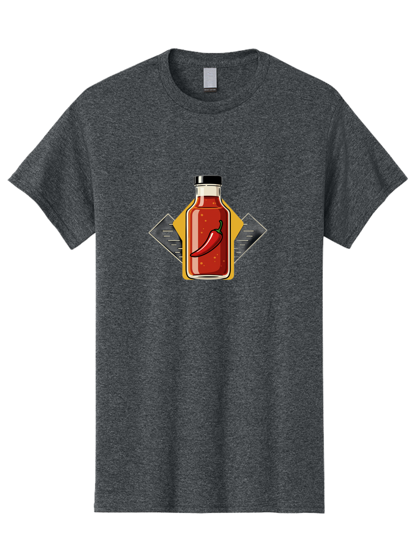 Hot-Sauce-Bottle-12 Men'S Graphic Tee, 100% Cotton, Comfortable Casual Summer Wear, Machine Washable, Hot Sauce, Chili Pepper, Spicy Food, Condiment, Kitchen Essentials, Flavorful Cuisine, Spicy Condiments, Hot Sauce Bottle Baa825
