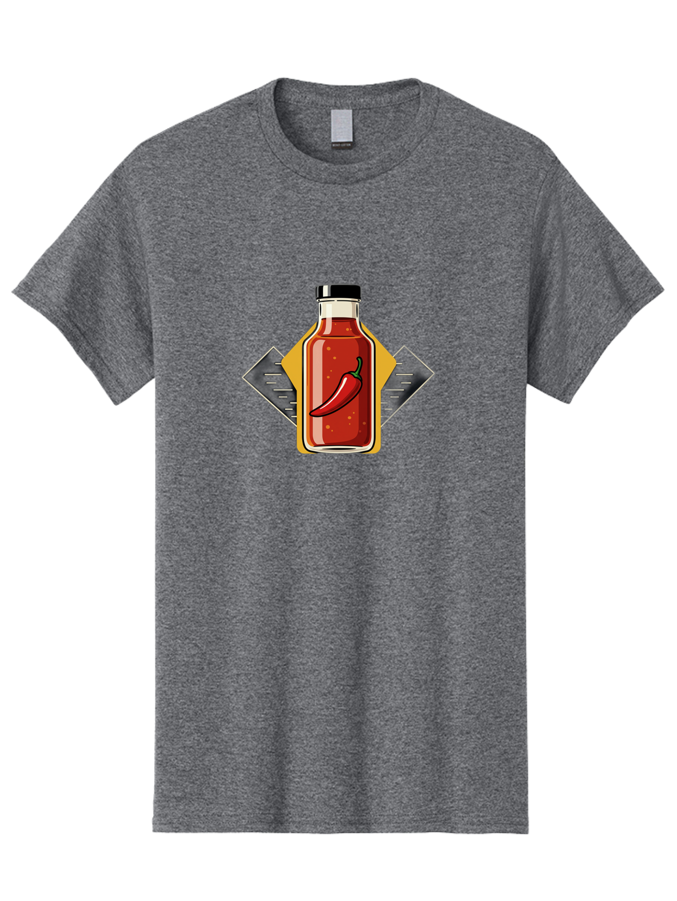 Hot-Sauce-Bottle-12 Men'S Graphic Tee, 100% Cotton, Comfortable Casual Summer Wear, Machine Washable, Hot Sauce, Chili Pepper, Spicy Food, Condiment, Kitchen Essentials, Flavorful Cuisine, Spicy Condiments, Hot Sauce Bottle Baa825