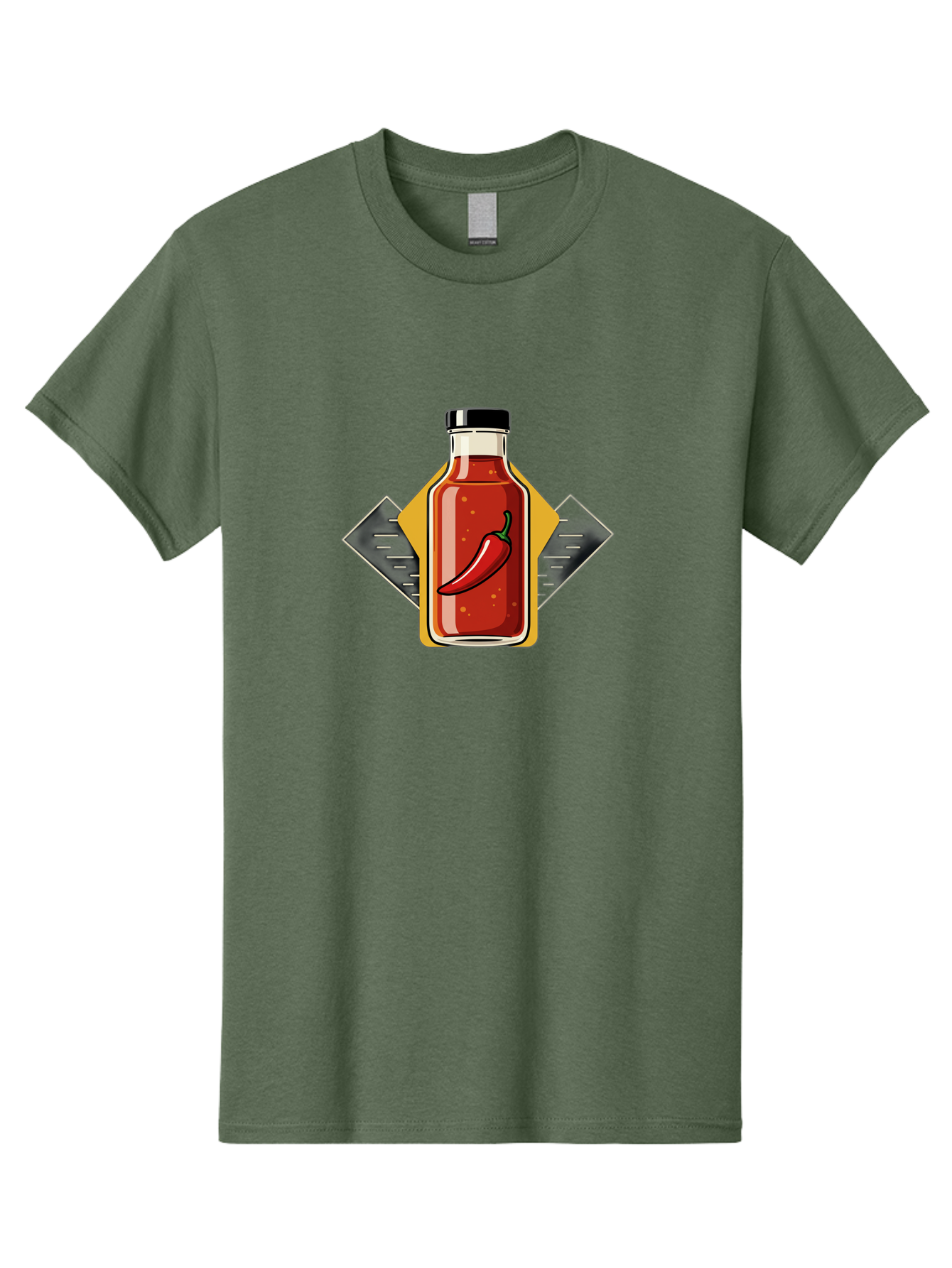 Hot-Sauce-Bottle-12 Men'S Graphic Tee, 100% Cotton, Comfortable Casual Summer Wear, Machine Washable, Hot Sauce, Chili Pepper, Spicy Food, Condiment, Kitchen Essentials, Flavorful Cuisine, Spicy Condiments, Hot Sauce Bottle Baa825