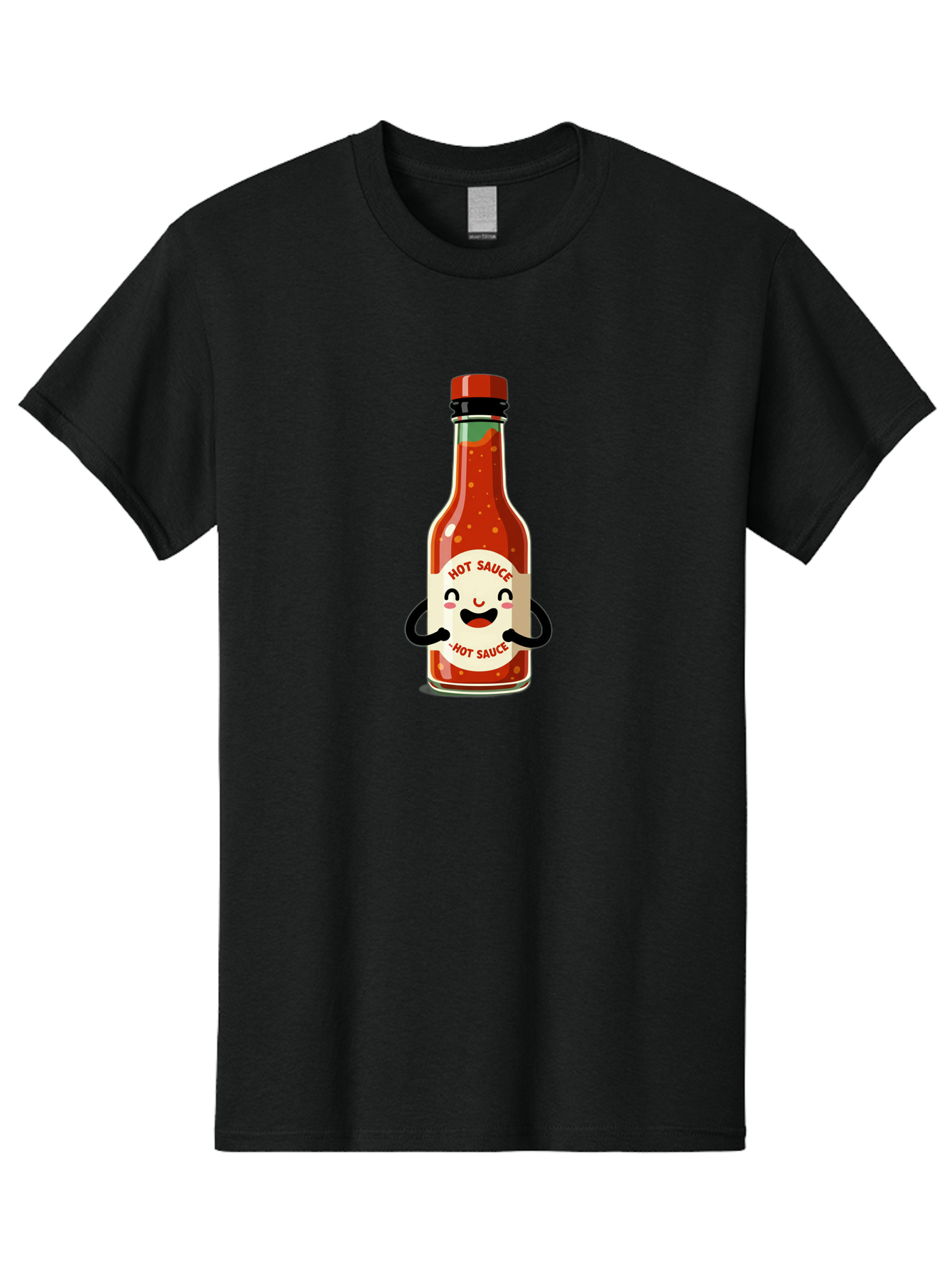 Hot-Sauce Men'S Graphic Tee, 100% Cotton, Comfortable Casual Summer Wear, Machine Washable, Hot Sauce Bottle With A Face, Cartoon Character, Condiment Packaging, Spicy Food, Kawaii Art Style, Playful Design, Sauce Container Baa836