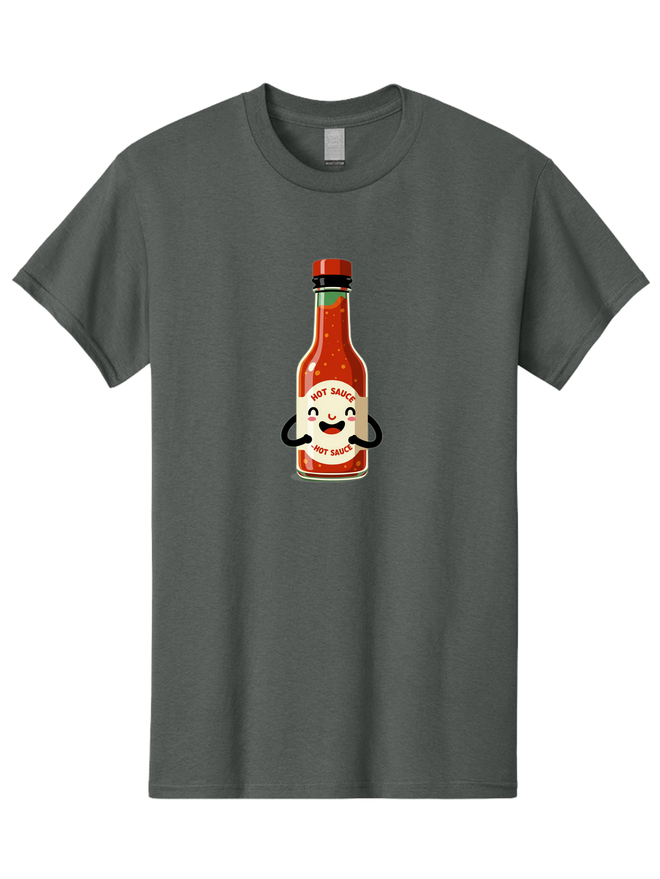 Hot-Sauce Men'S Graphic Tee, 100% Cotton, Comfortable Casual Summer Wear, Machine Washable, Hot Sauce Bottle With A Face, Cartoon Character, Condiment Packaging, Spicy Food, Kawaii Art Style, Playful Design, Sauce Container Baa836