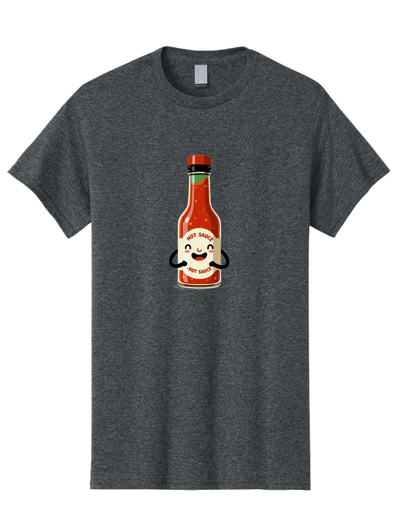 Hot-Sauce Men'S Graphic Tee, 100% Cotton, Comfortable Casual Summer Wear, Machine Washable, Hot Sauce Bottle With A Face, Cartoon Character, Condiment Packaging, Spicy Food, Kawaii Art Style, Playful Design, Sauce Container Baa836