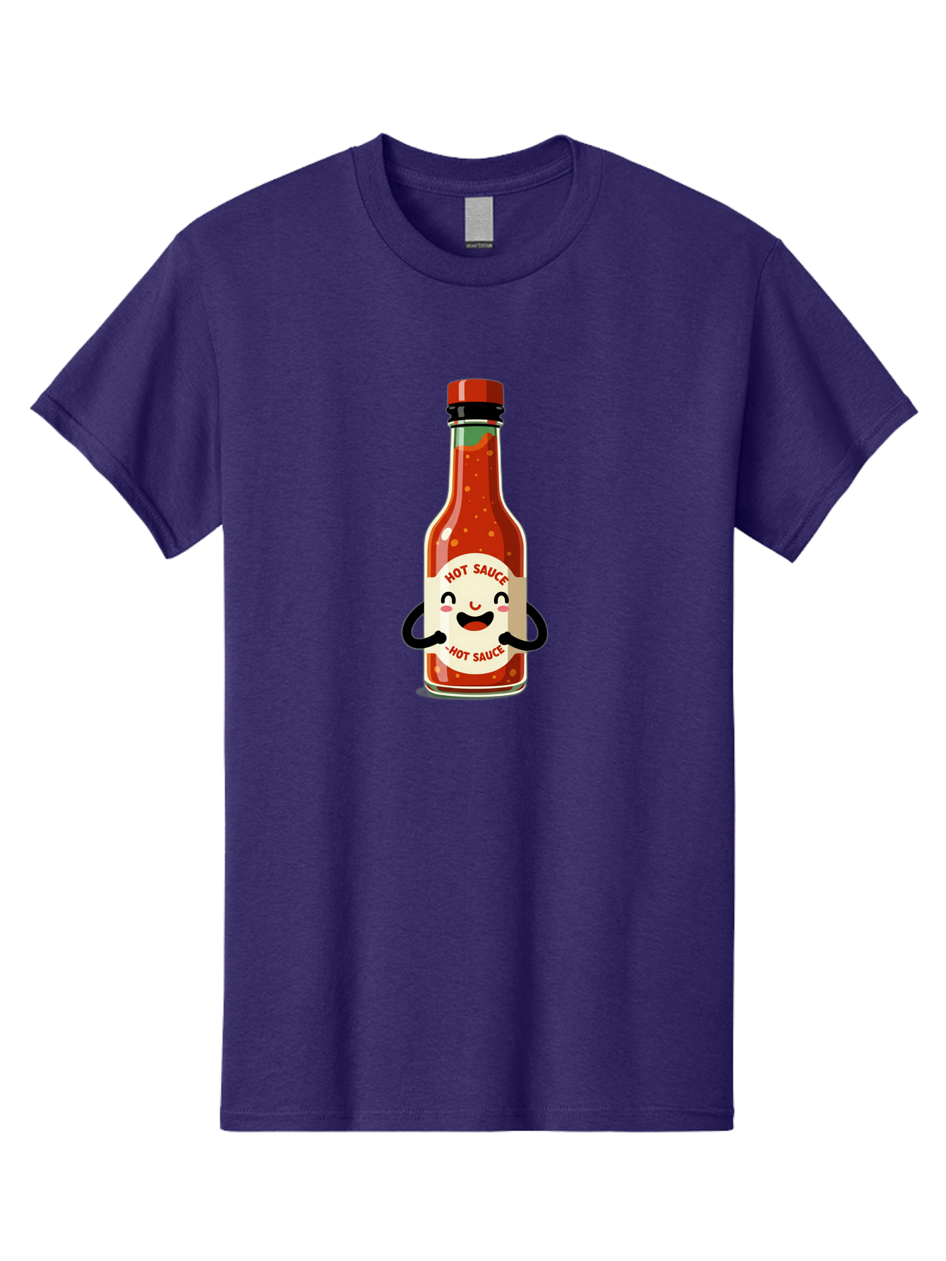 Hot-Sauce Men'S Graphic Tee, 100% Cotton, Comfortable Casual Summer Wear, Machine Washable, Hot Sauce Bottle With A Face, Cartoon Character, Condiment Packaging, Spicy Food, Kawaii Art Style, Playful Design, Sauce Container Baa836