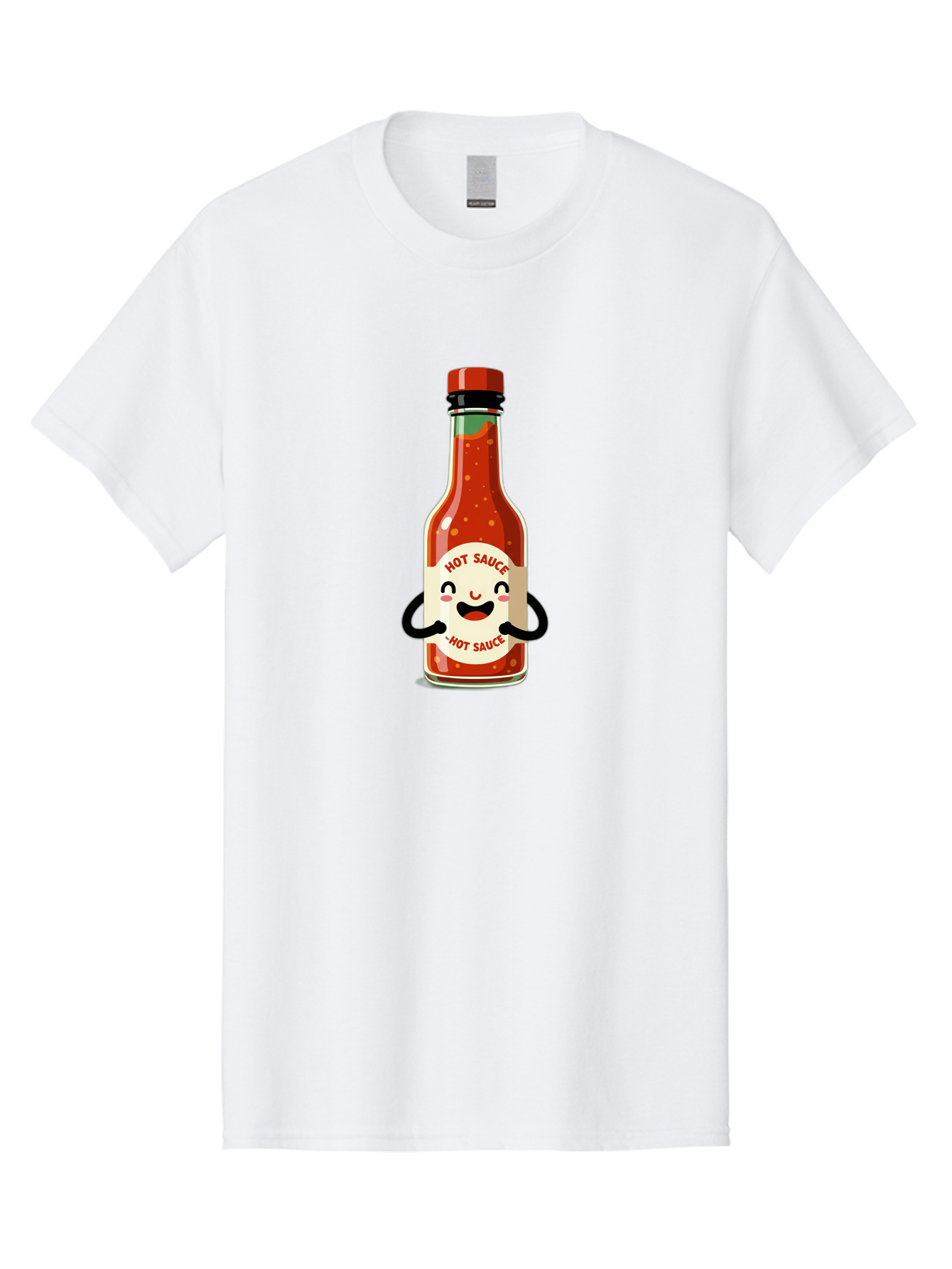 Hot-Sauce Men'S Graphic Tee, 100% Cotton, Comfortable Casual Summer Wear, Machine Washable, Hot Sauce Bottle With A Face, Cartoon Character, Condiment Packaging, Spicy Food, Kawaii Art Style, Playful Design, Sauce Container Baa836
