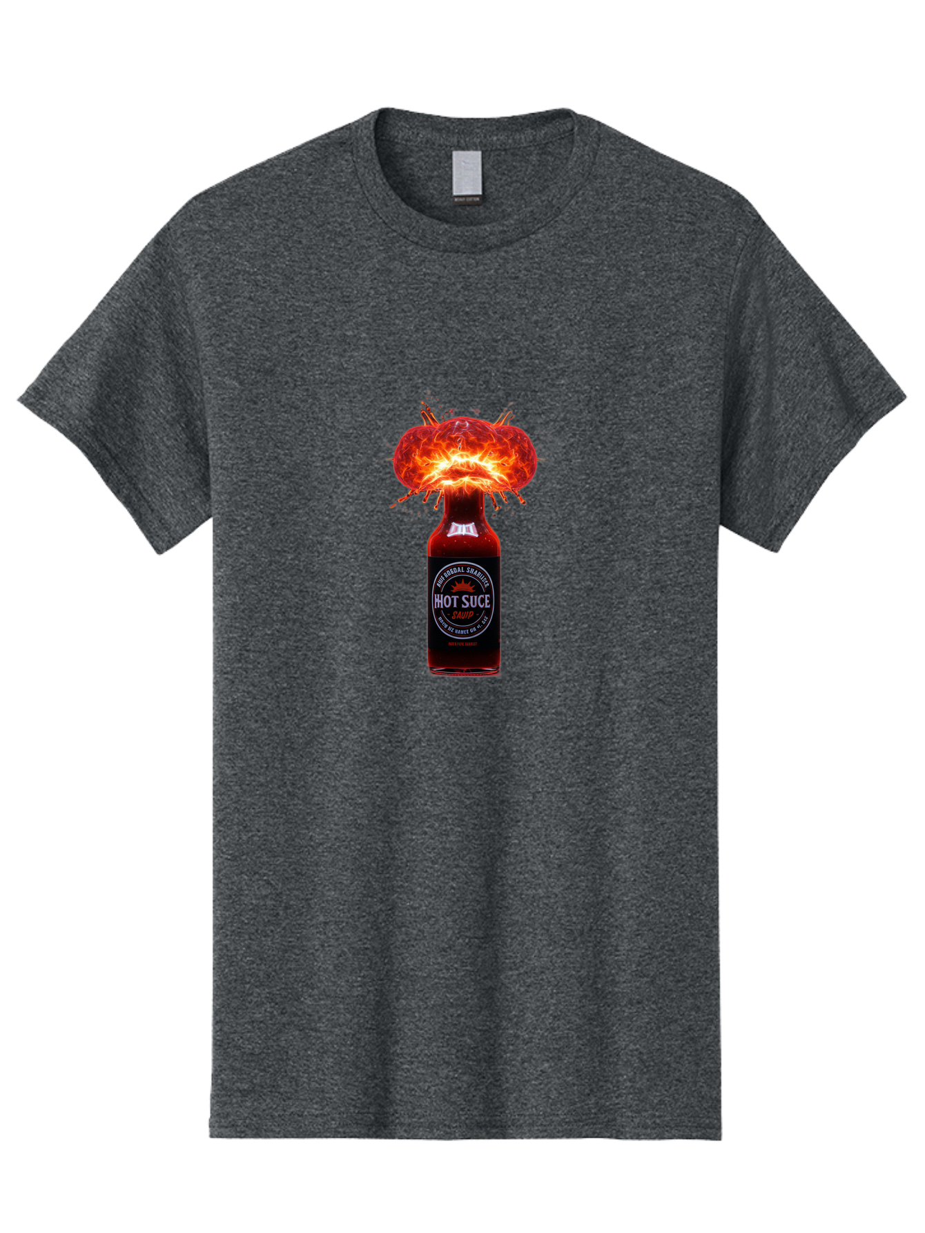 Hot-Suce-Sauce Men'S Graphic Tee, 100% Cotton, Comfortable Casual Summer Wear, Machine Washable, Hot Sauce Bottle, Exploding Sauce, Spicy Condiment, Chili Peppers, Fiery Flavor, Explosive Energy, Hot Sauce Enthusiast, Flavorful Kick, Baa837