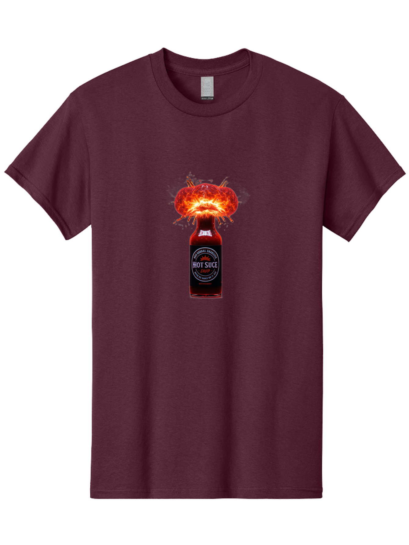 Hot-Suce-Sauce Men'S Graphic Tee, 100% Cotton, Comfortable Casual Summer Wear, Machine Washable, Hot Sauce Bottle, Exploding Sauce, Spicy Condiment, Chili Peppers, Fiery Flavor, Explosive Energy, Hot Sauce Enthusiast, Flavorful Kick, Baa837