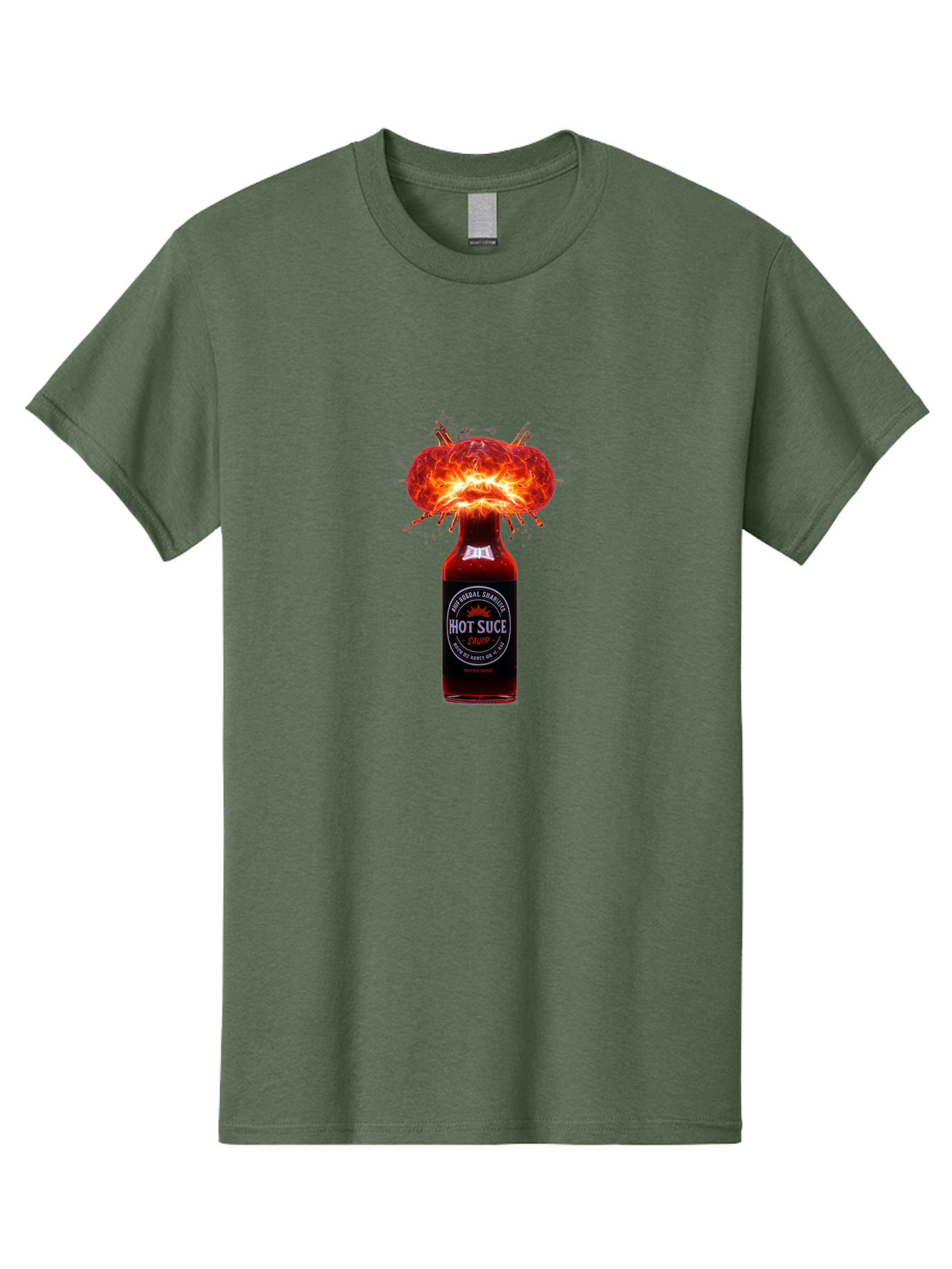 Hot-Suce-Sauce Men'S Graphic Tee, 100% Cotton, Comfortable Casual Summer Wear, Machine Washable, Hot Sauce Bottle, Exploding Sauce, Spicy Condiment, Chili Peppers, Fiery Flavor, Explosive Energy, Hot Sauce Enthusiast, Flavorful Kick, Baa837
