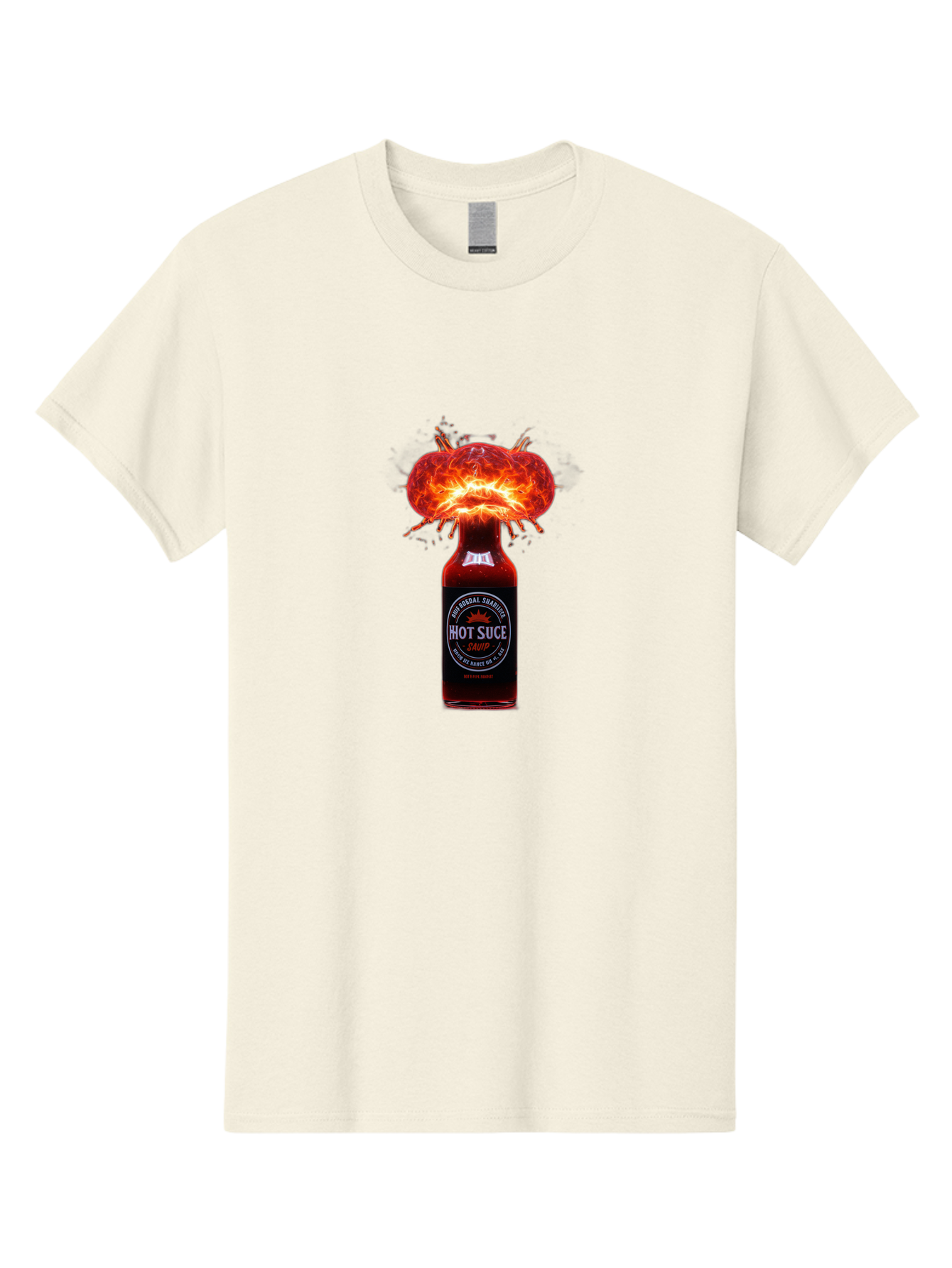 Hot-Suce-Sauce Men'S Graphic Tee, 100% Cotton, Comfortable Casual Summer Wear, Machine Washable, Hot Sauce Bottle, Exploding Sauce, Spicy Condiment, Chili Peppers, Fiery Flavor, Explosive Energy, Hot Sauce Enthusiast, Flavorful Kick, Baa837