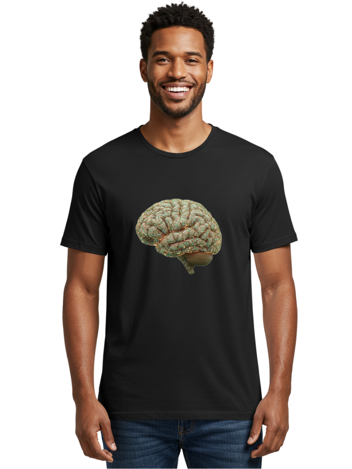 Human-Brain-1 Men'S Graphic Tee, 100% Cotton, Comfortable Casual Summer Wear, Machine Washable, Human Brain Anatomy, Neuroscience, Brain Structure, Cerebral Cortex, Neural Networks, Medical Illustration, Cognitive Function Baa839