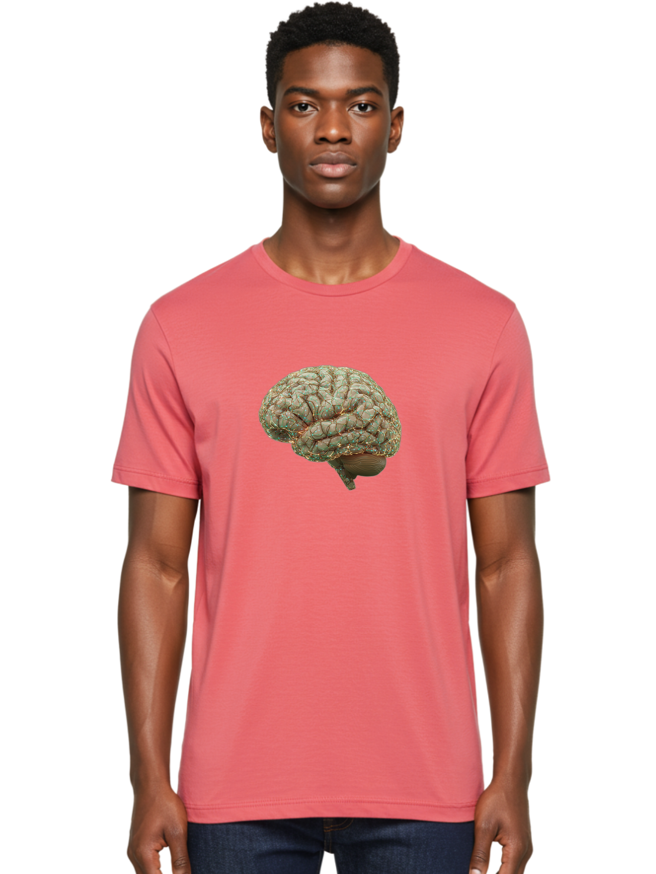 Human-Brain-1 Men'S Graphic Tee, 100% Cotton, Comfortable Casual Summer Wear, Machine Washable, Human Brain Anatomy, Neuroscience, Brain Structure, Cerebral Cortex, Neural Networks, Medical Illustration, Cognitive Function Baa839