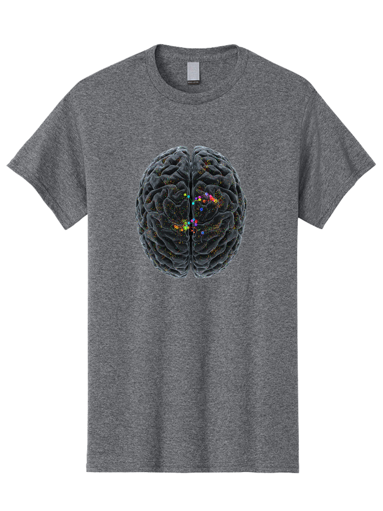 Human-Brain-2 Men'S Graphic Tee, 100% Cotton, Comfortable Casual Summer Wear, Machine Washable, Human Brain Anatomy, Neural Connections, Brain Function, Neuroscience, Cognitive Processes, Colorful Neurons, Synapses, Brain Activity, Baa840