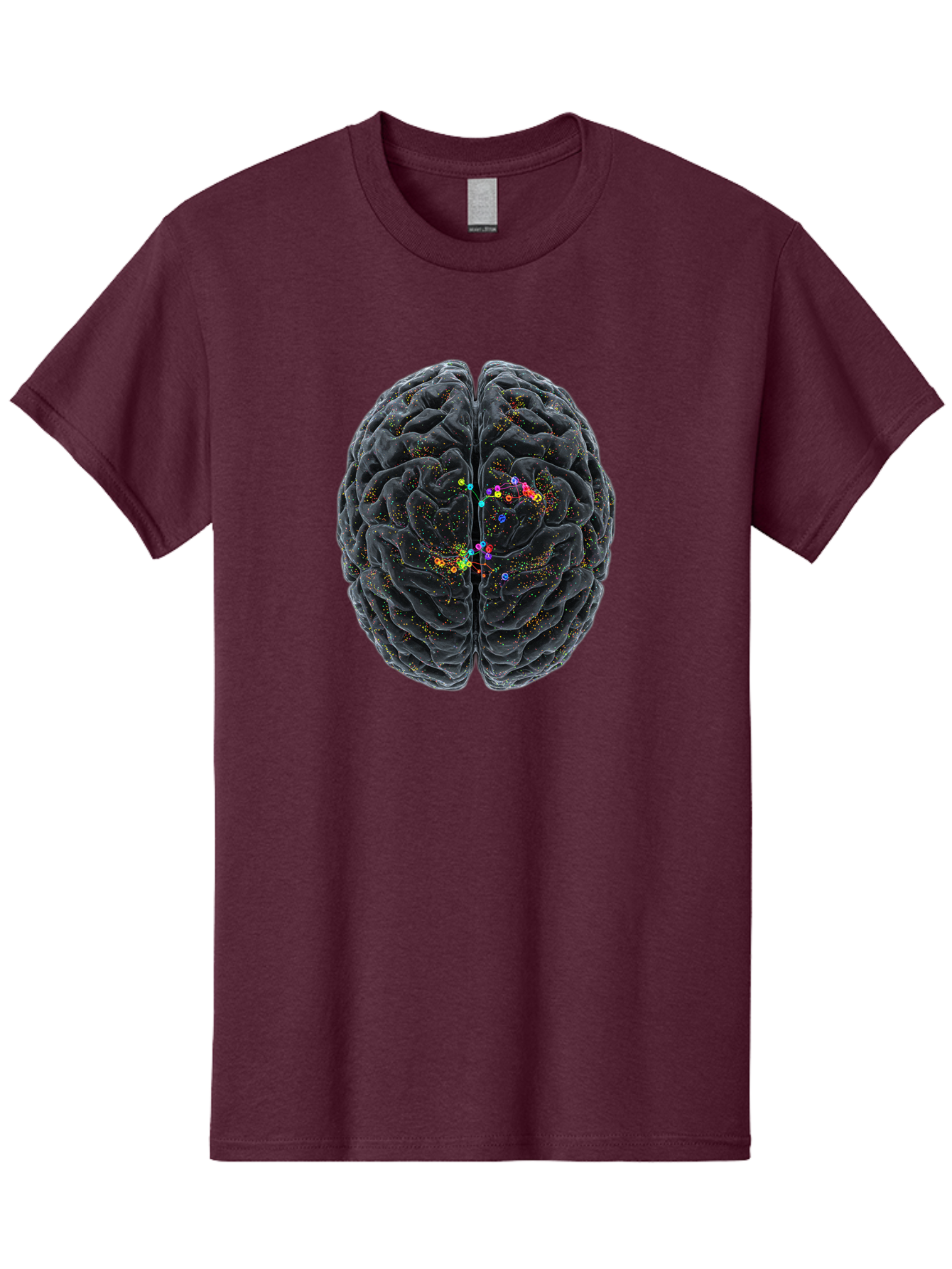Human-Brain-2 Men'S Graphic Tee, 100% Cotton, Comfortable Casual Summer Wear, Machine Washable, Human Brain Anatomy, Neural Connections, Brain Function, Neuroscience, Cognitive Processes, Colorful Neurons, Synapses, Brain Activity, Baa840