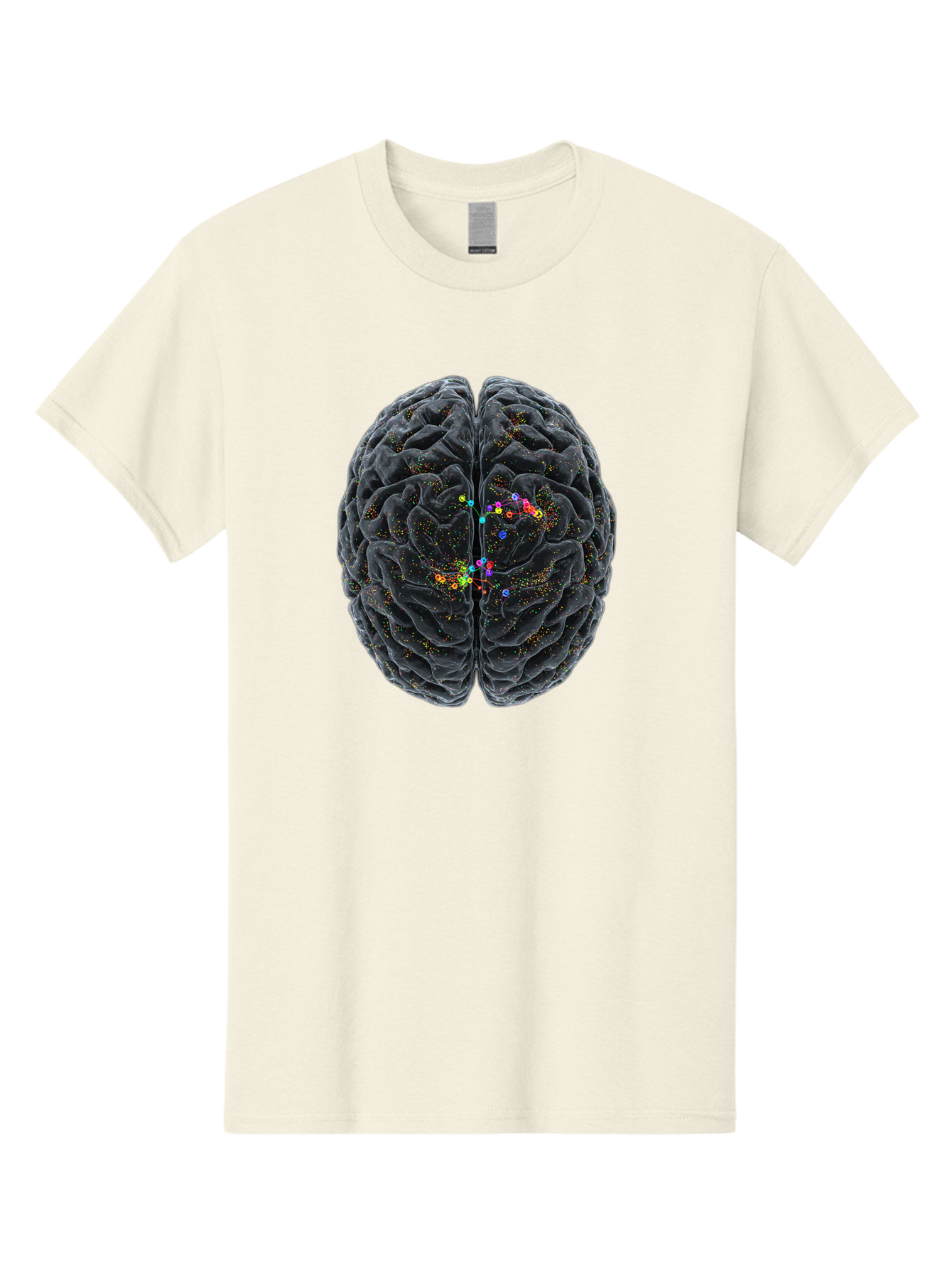 Human-Brain-2 Men'S Graphic Tee, 100% Cotton, Comfortable Casual Summer Wear, Machine Washable, Human Brain Anatomy, Neural Connections, Brain Function, Neuroscience, Cognitive Processes, Colorful Neurons, Synapses, Brain Activity, Baa840