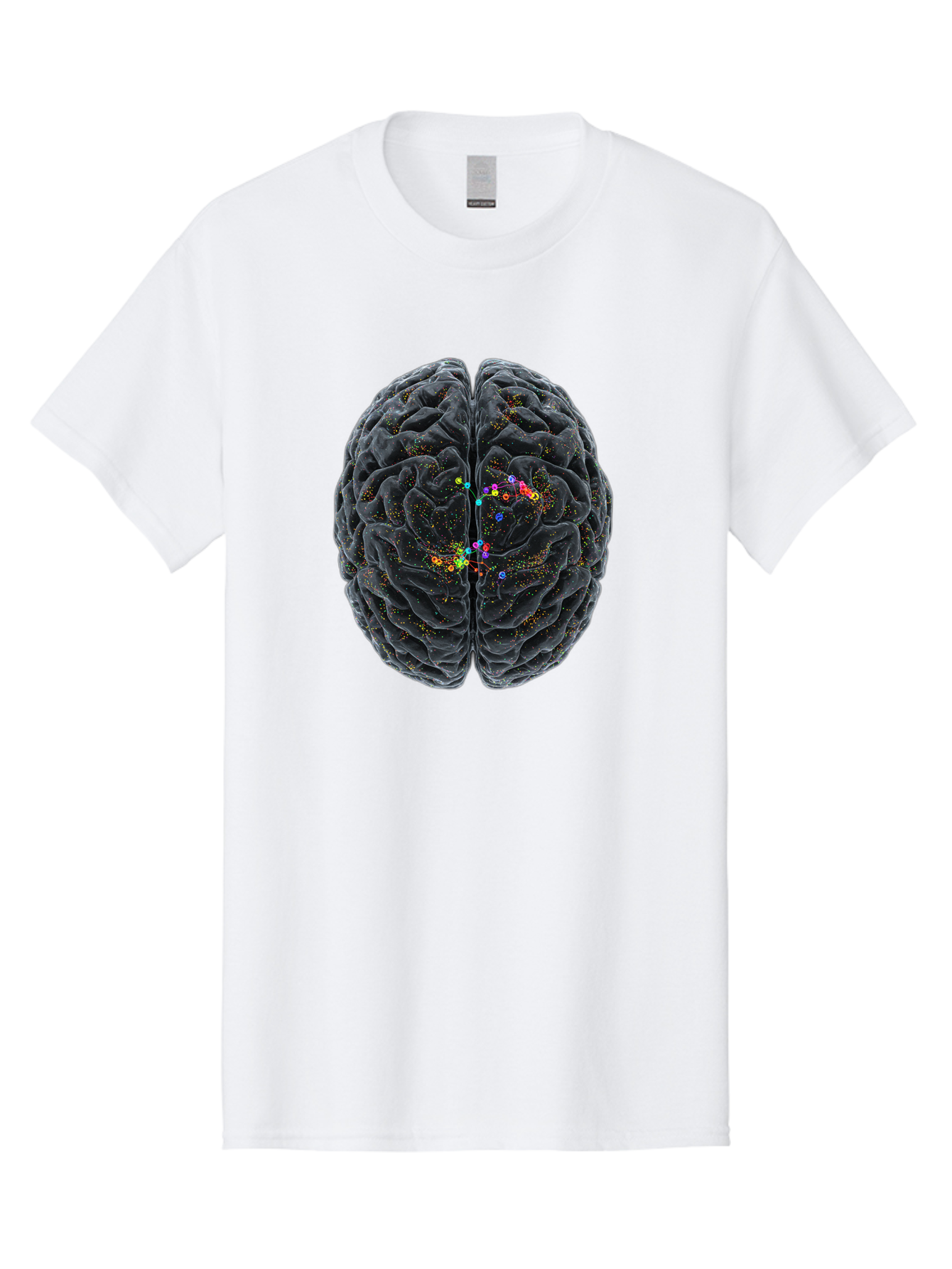 Human-Brain-2 Men'S Graphic Tee, 100% Cotton, Comfortable Casual Summer Wear, Machine Washable, Human Brain Anatomy, Neural Connections, Brain Function, Neuroscience, Cognitive Processes, Colorful Neurons, Synapses, Brain Activity, Baa840