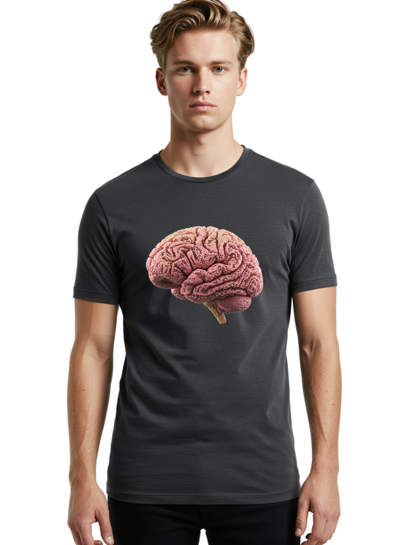 Human-Brain-5 Men'S Graphic Tee, 100% Cotton, Comfortable Casual Summer Wear, Machine Washable, Human Brain Anatomy, Brain Structure, Cerebral Cortex, Neuroscience, Cognitive Function, Medical Illustration, Brain Scan Baa843