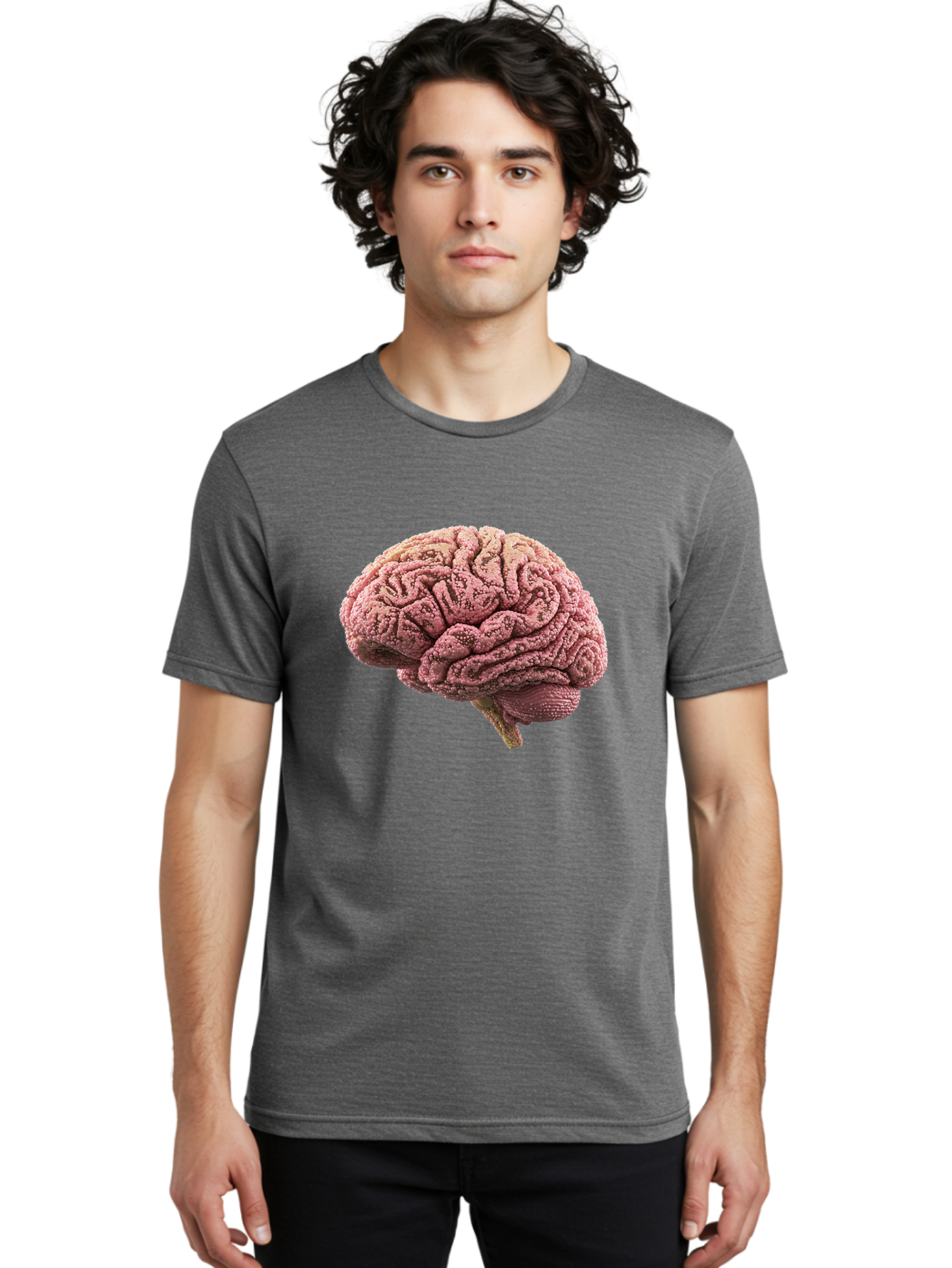 Human-Brain-5 Men'S Graphic Tee, 100% Cotton, Comfortable Casual Summer Wear, Machine Washable, Human Brain Anatomy, Brain Structure, Cerebral Cortex, Neuroscience, Cognitive Function, Medical Illustration, Brain Scan Baa843